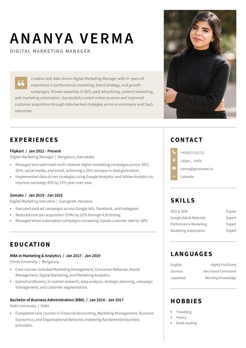 GoResume mobile editor preview