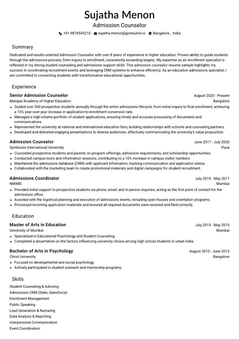 GoResume mobile editor preview
