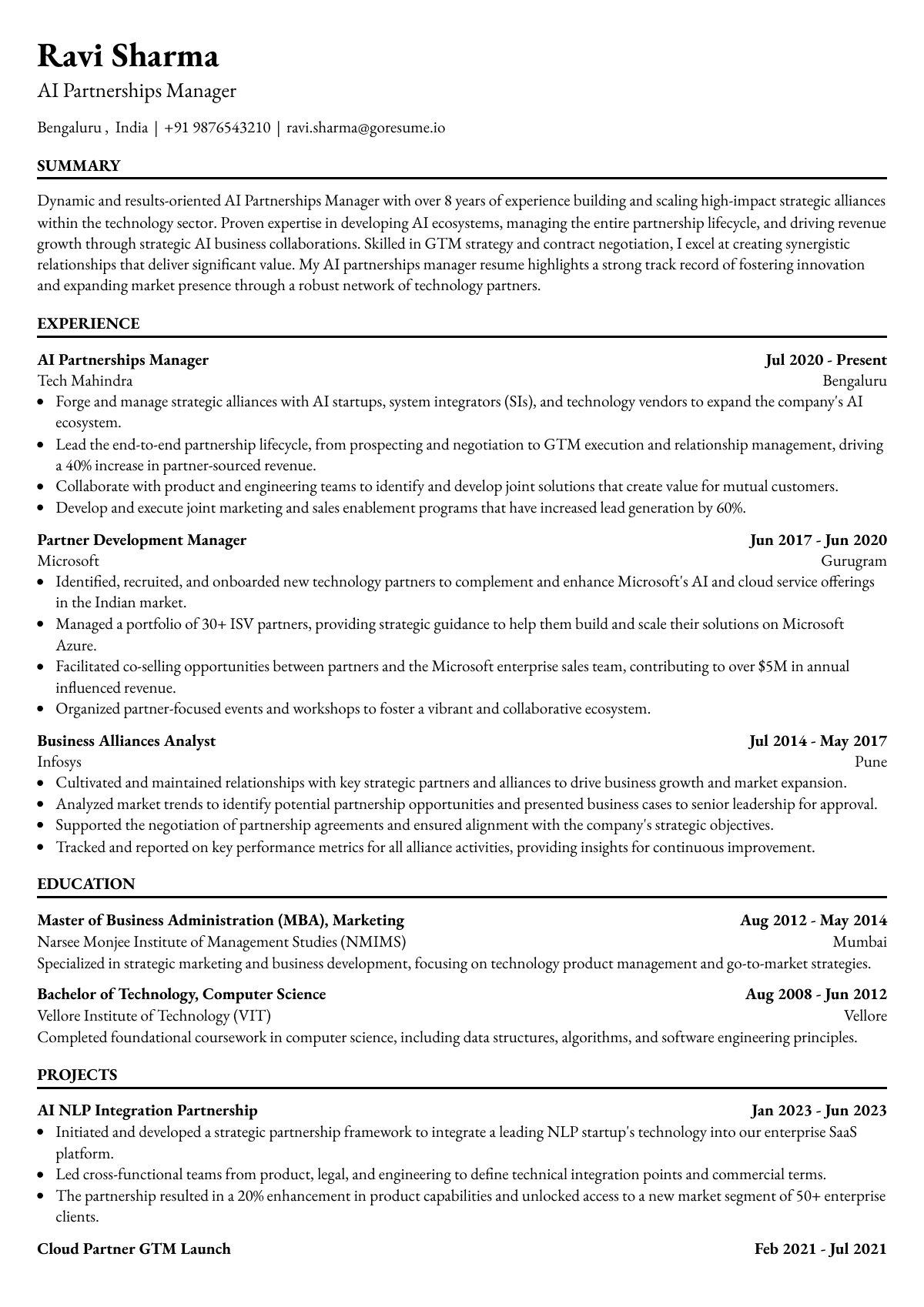 GoResume editor preview