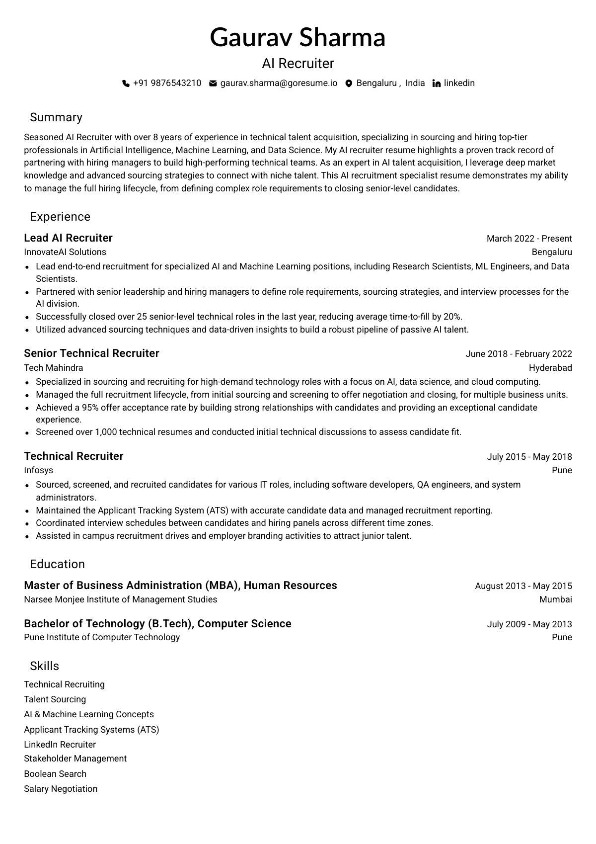 GoResume editor preview