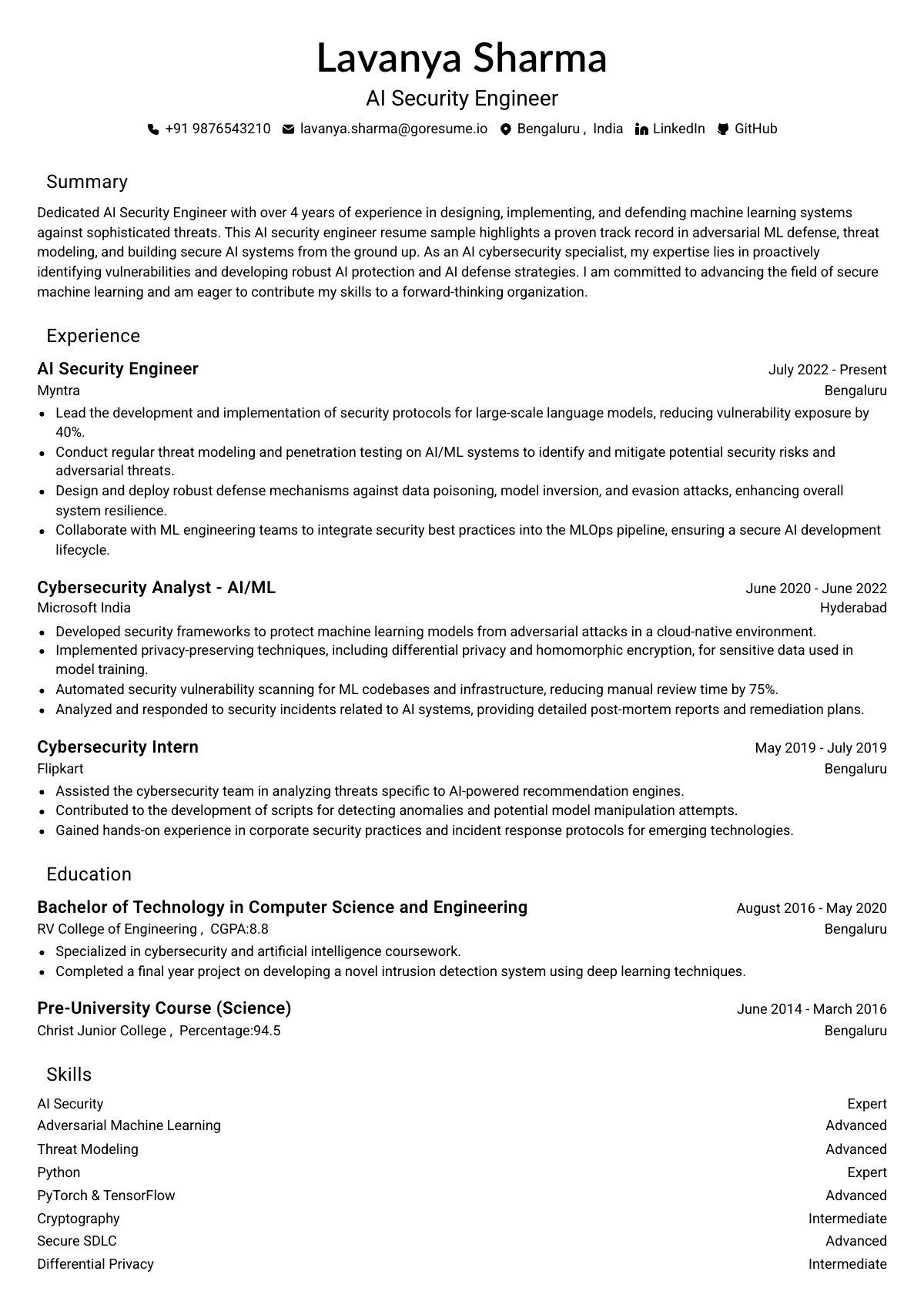 GoResume editor preview