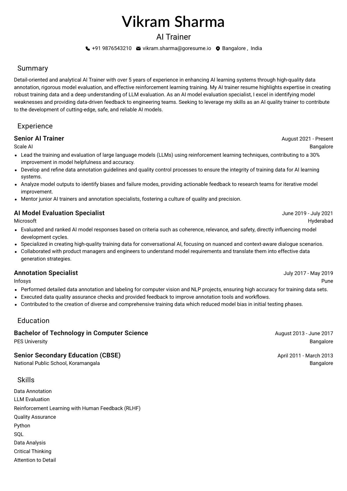 GoResume editor preview