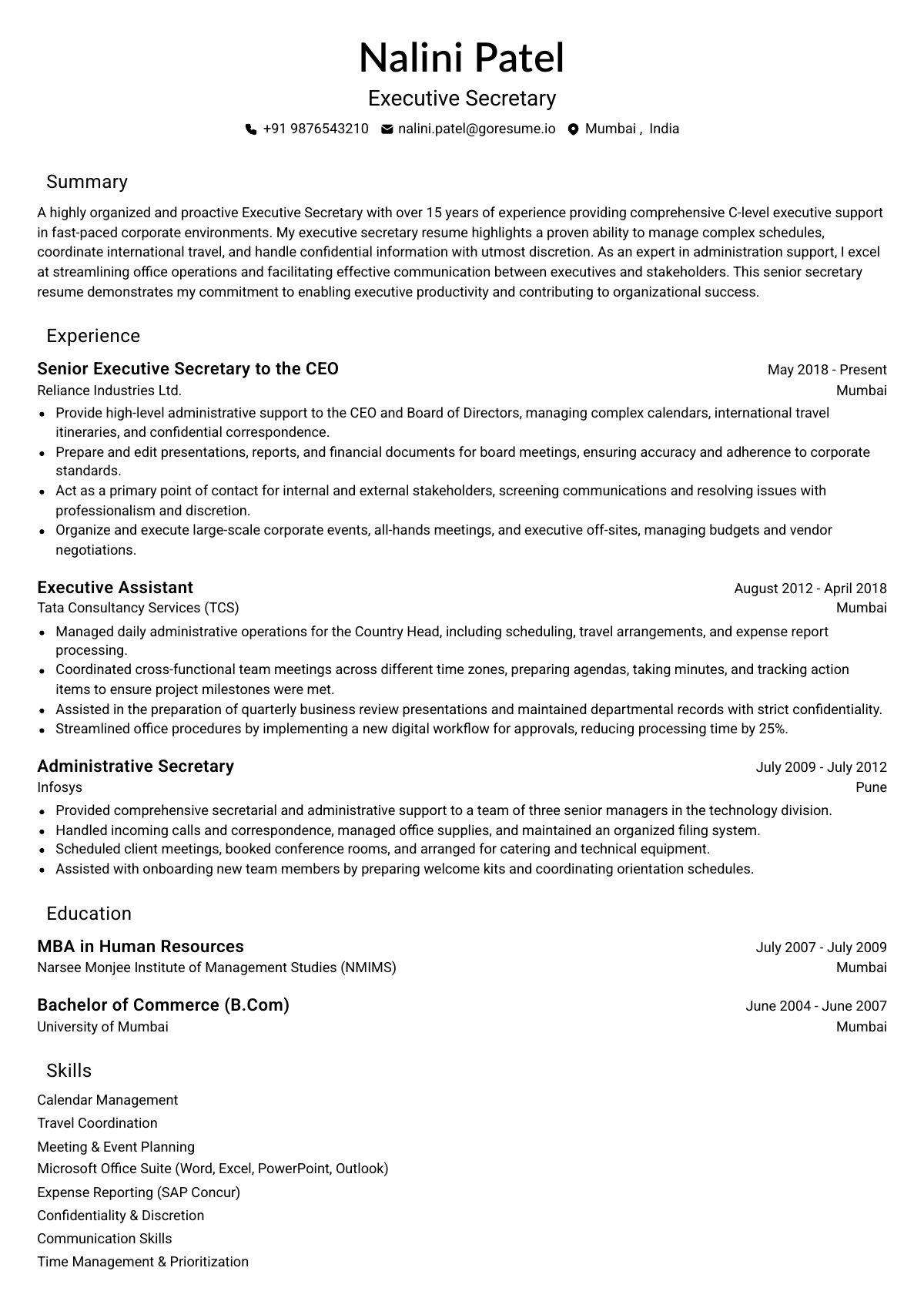 GoResume editor preview
