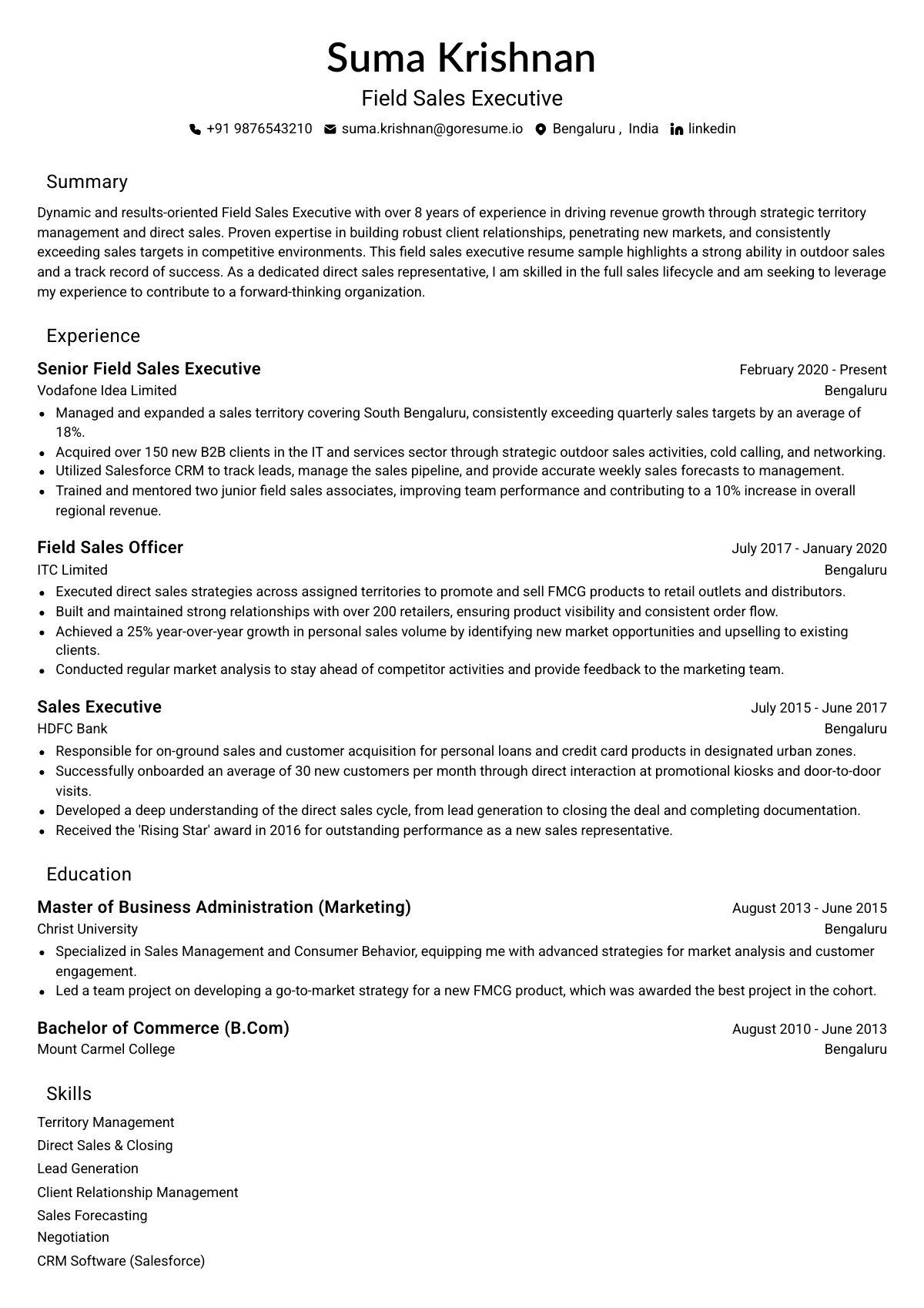 GoResume editor preview