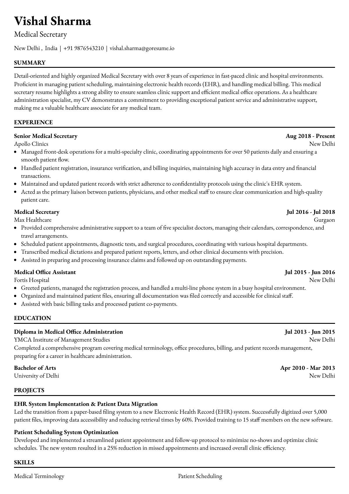 GoResume editor preview