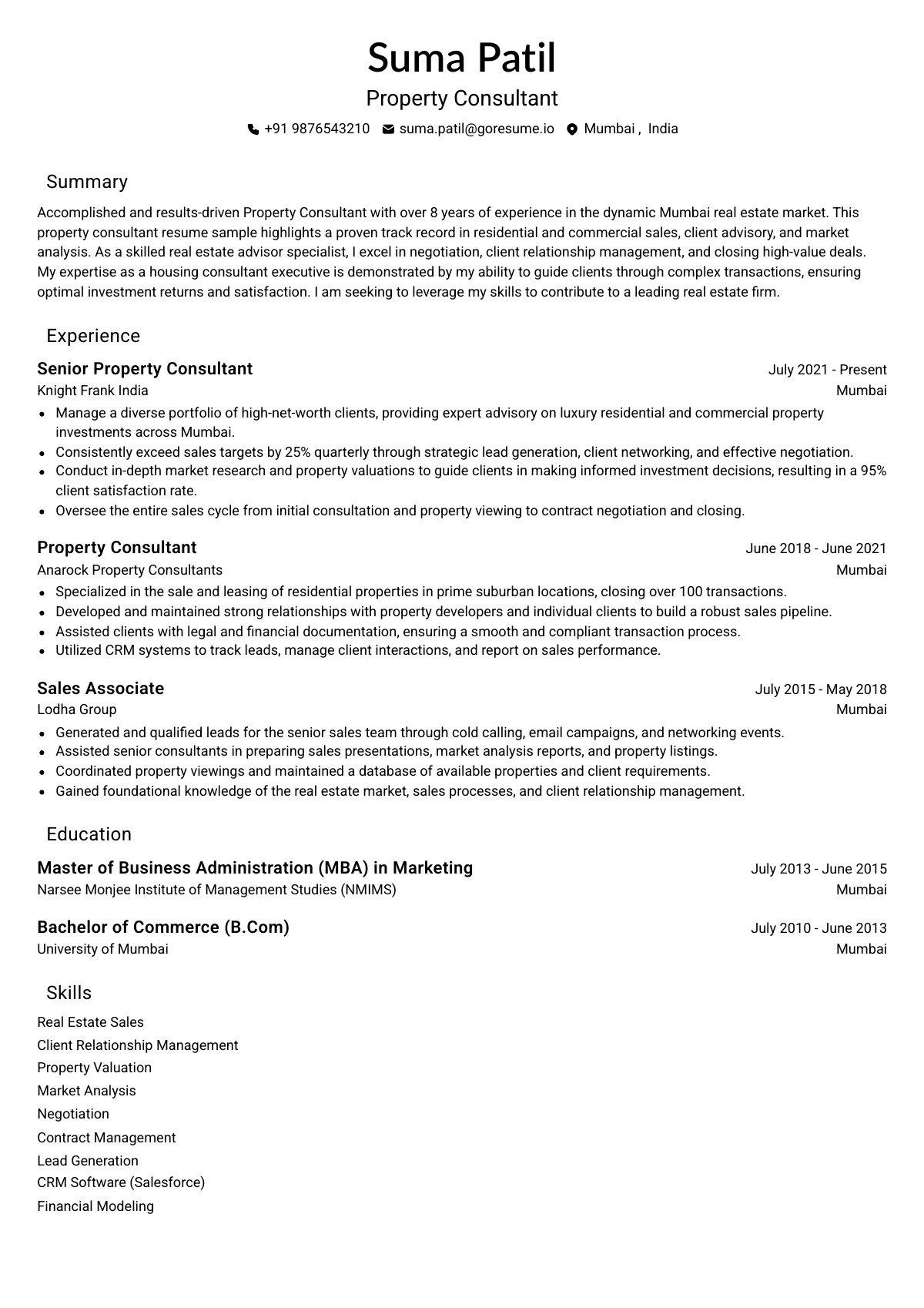 GoResume editor preview