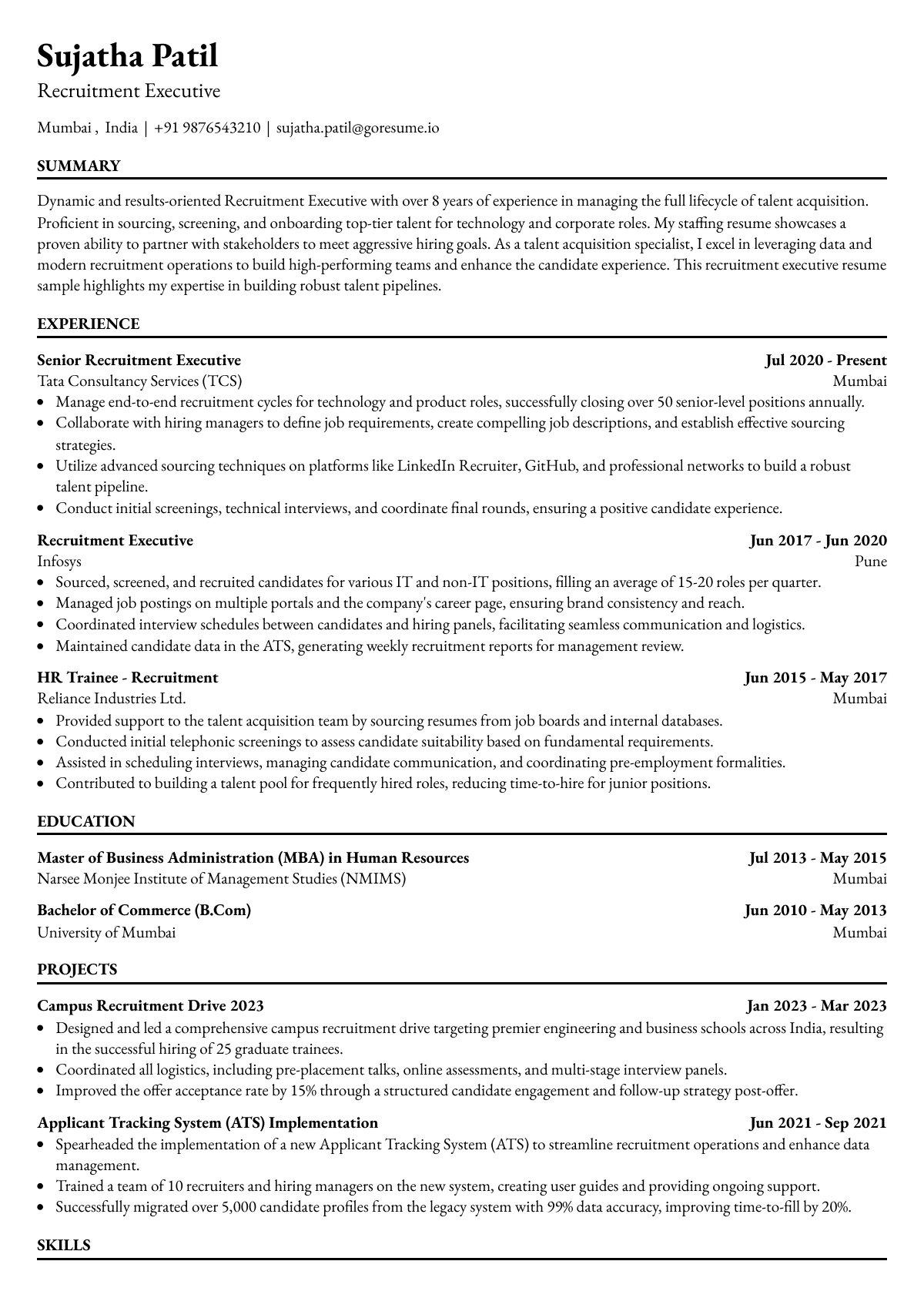 GoResume editor preview
