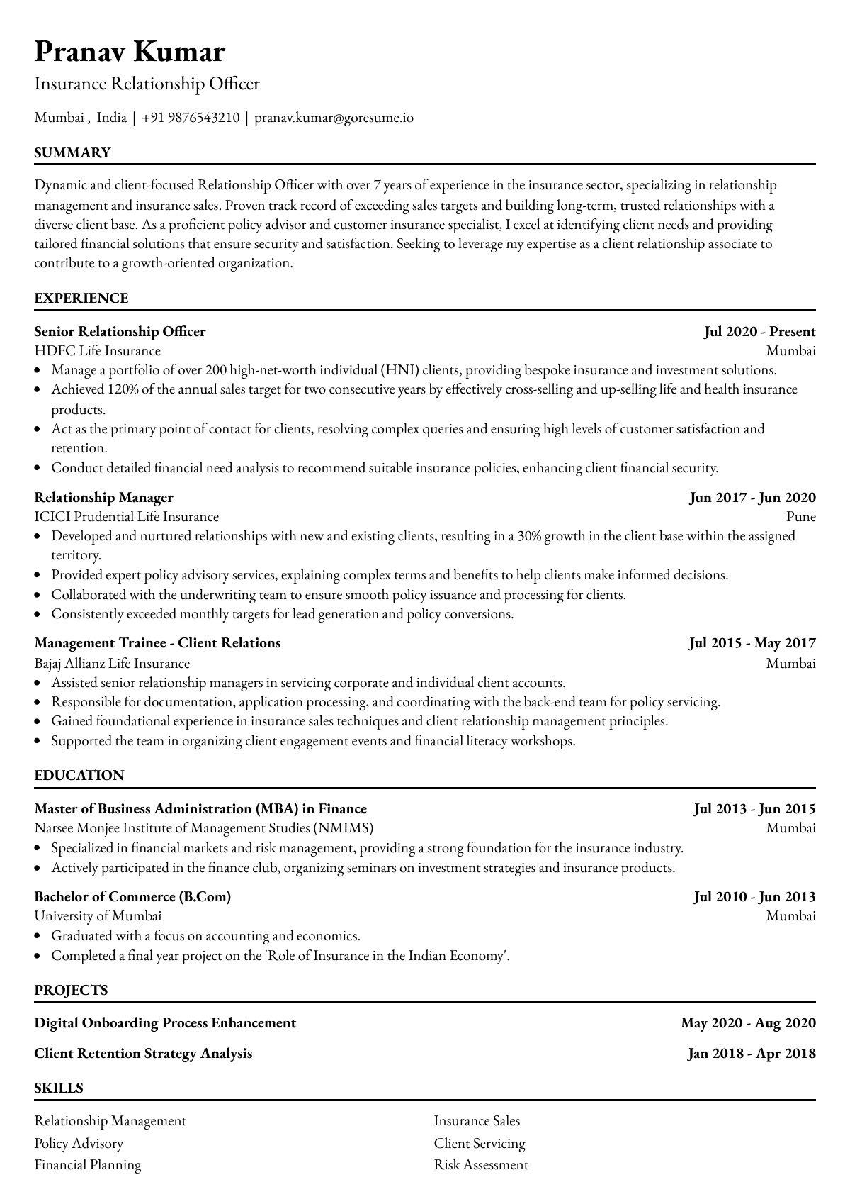 GoResume editor preview