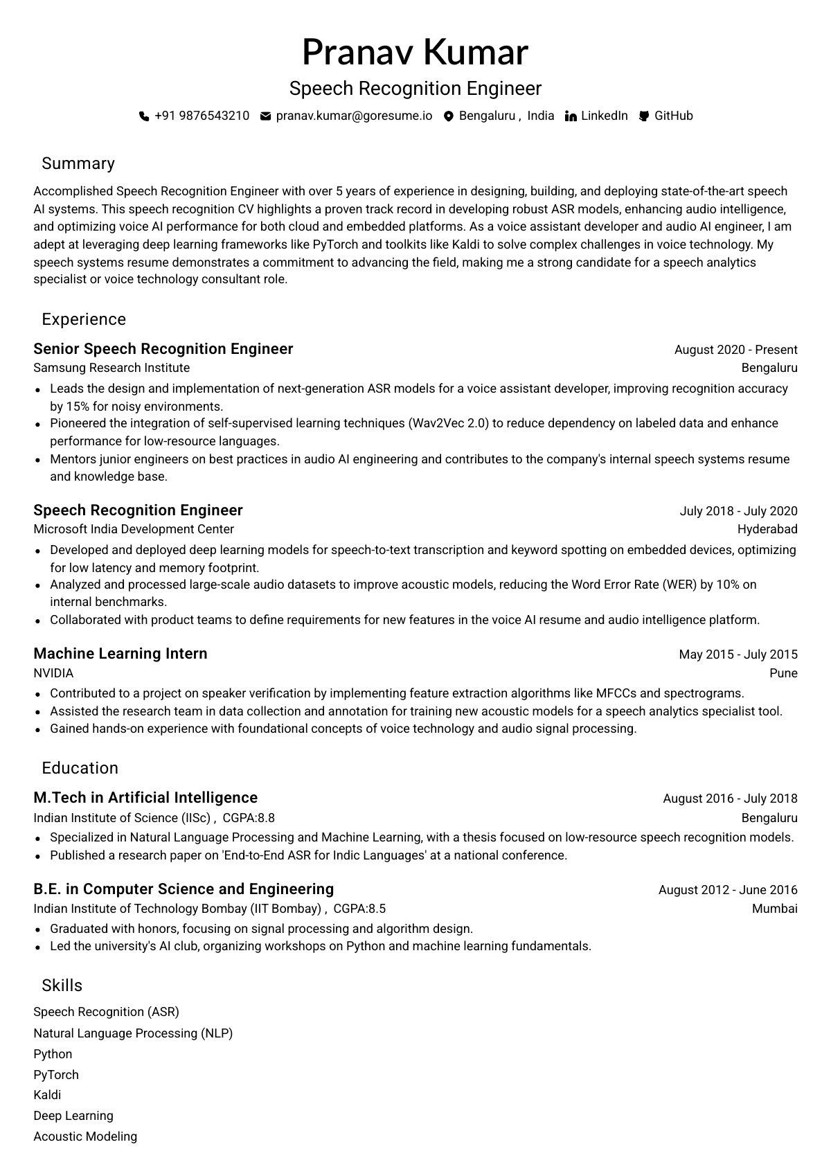 GoResume editor preview