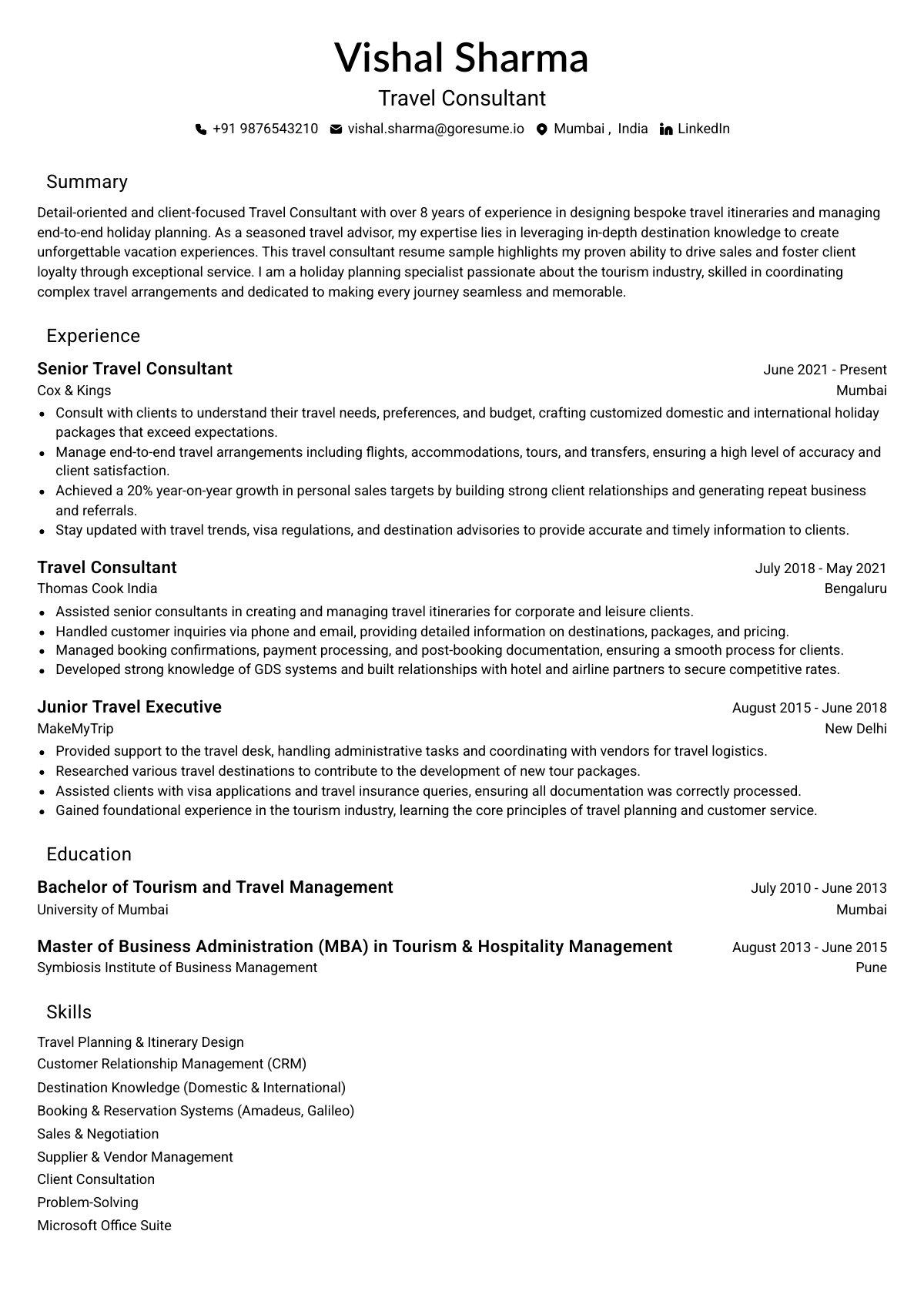 GoResume editor preview