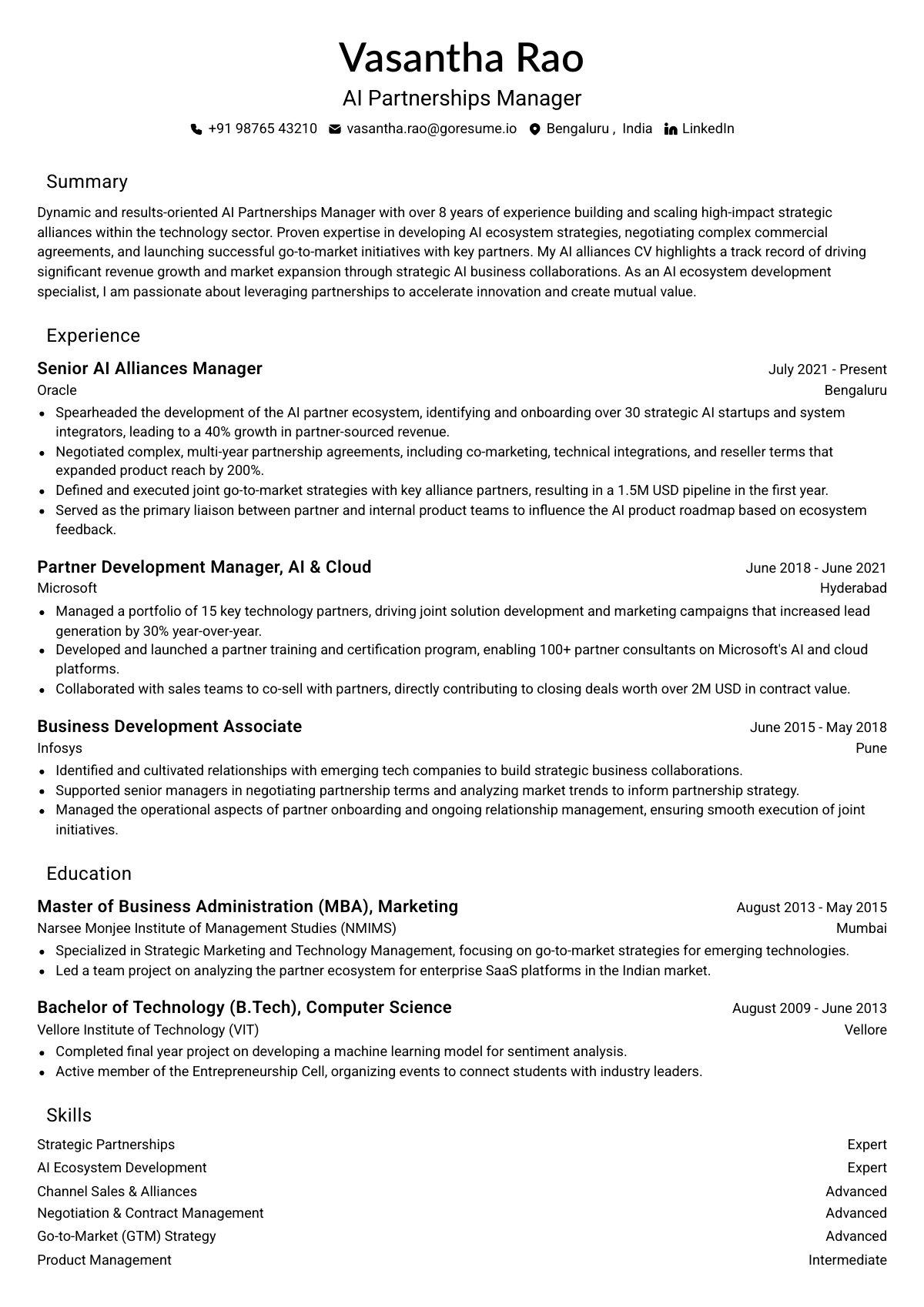 GoResume editor preview