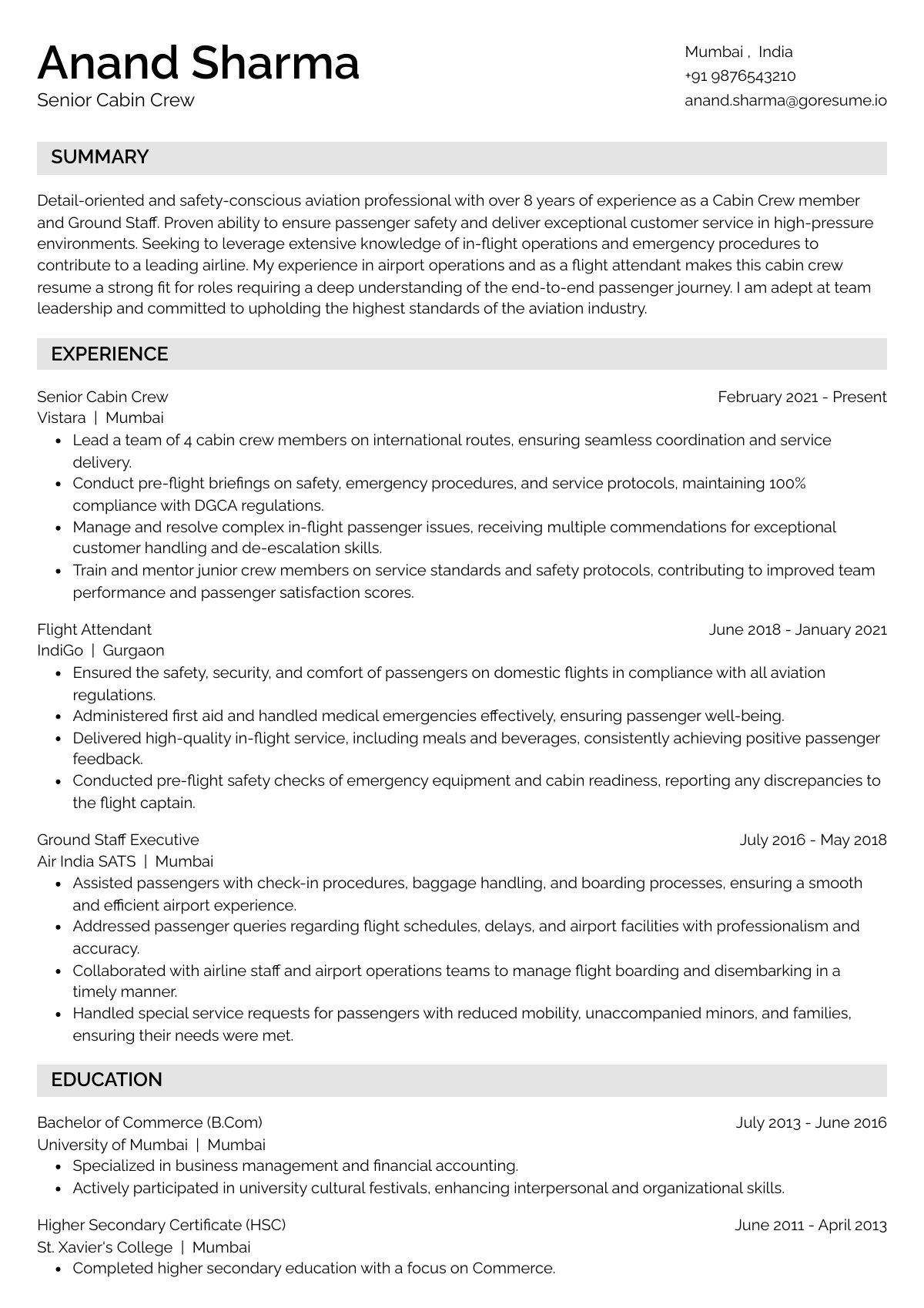 GoResume editor preview