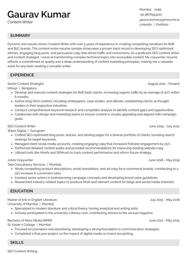 GoResume mobile editor preview