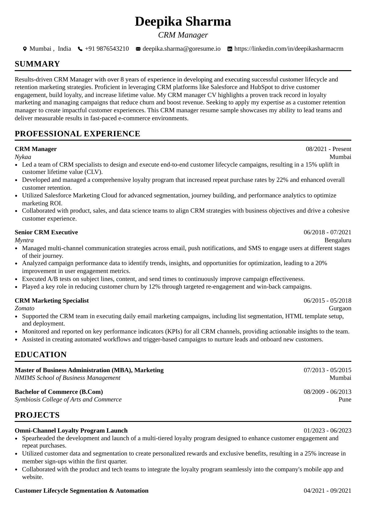 GoResume editor preview
