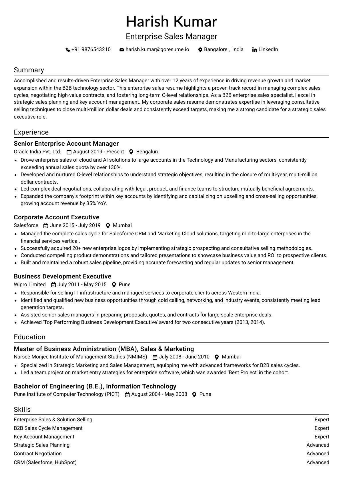 GoResume editor preview