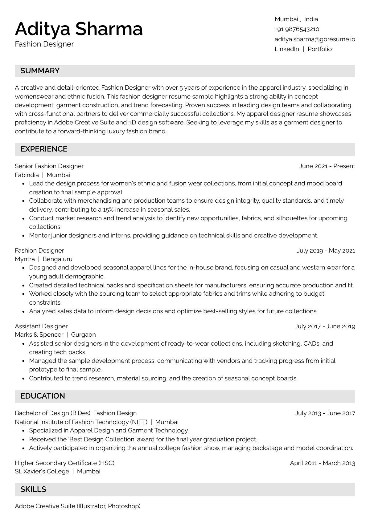 GoResume editor preview