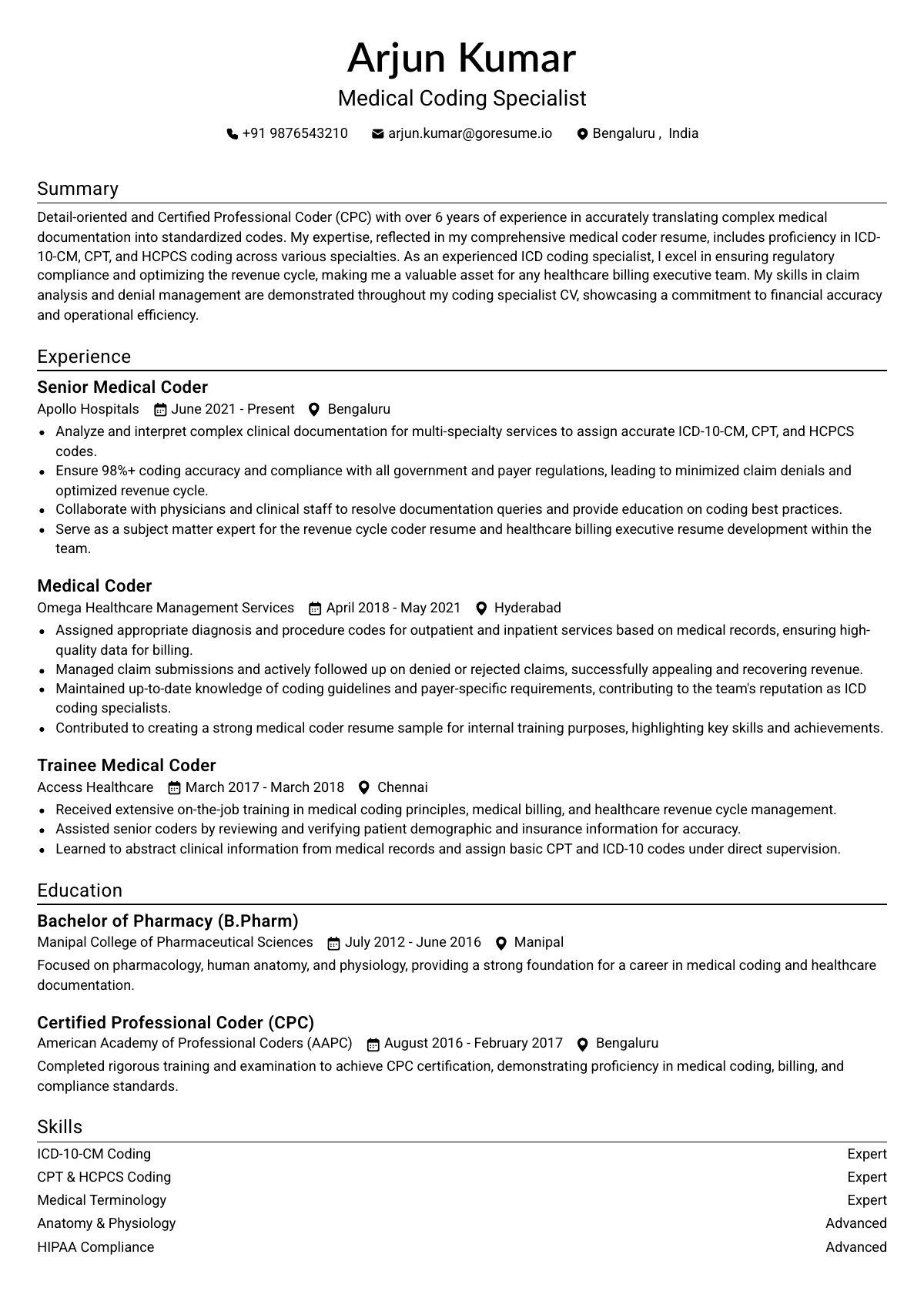 GoResume editor preview