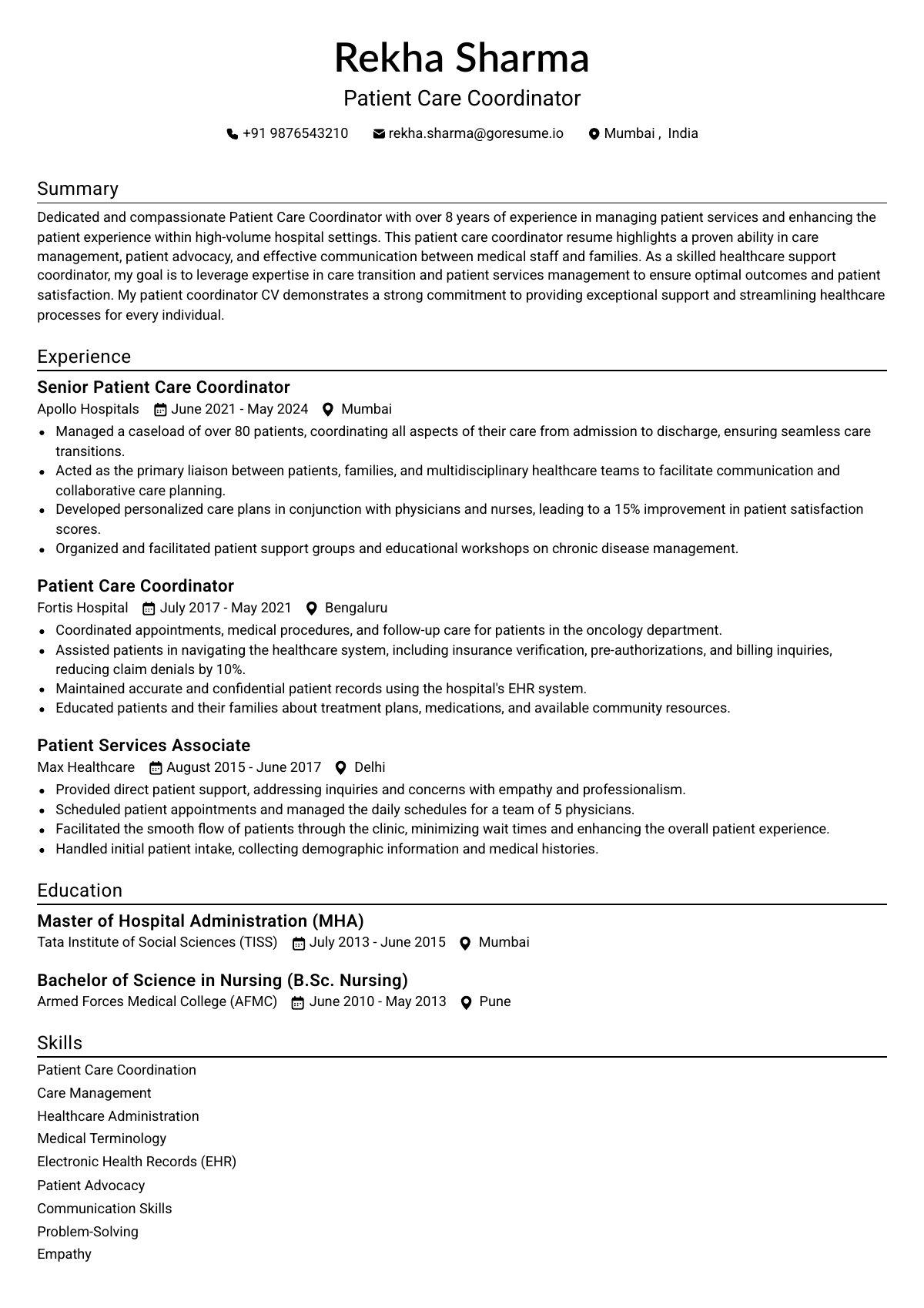 GoResume editor preview