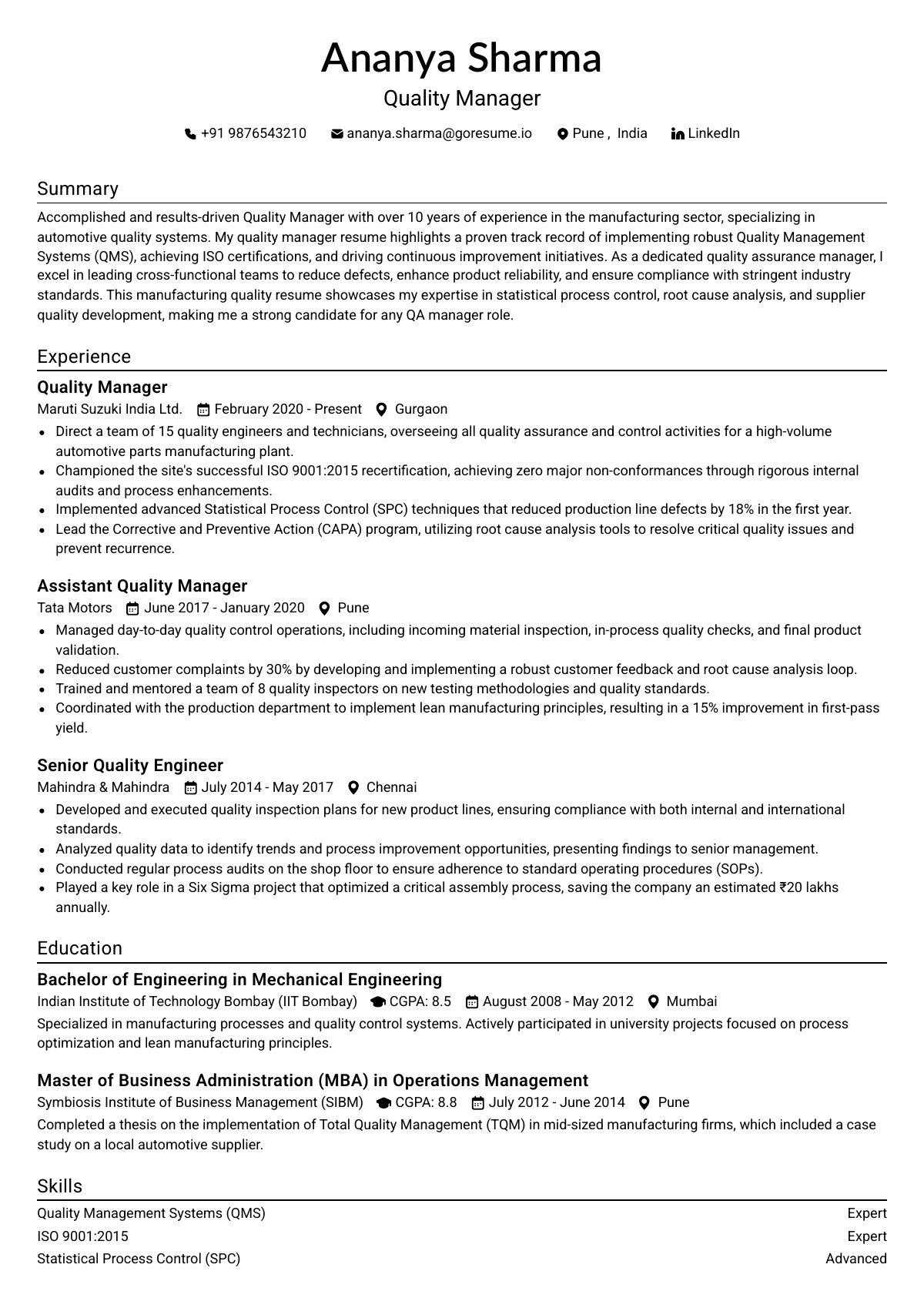 GoResume editor preview