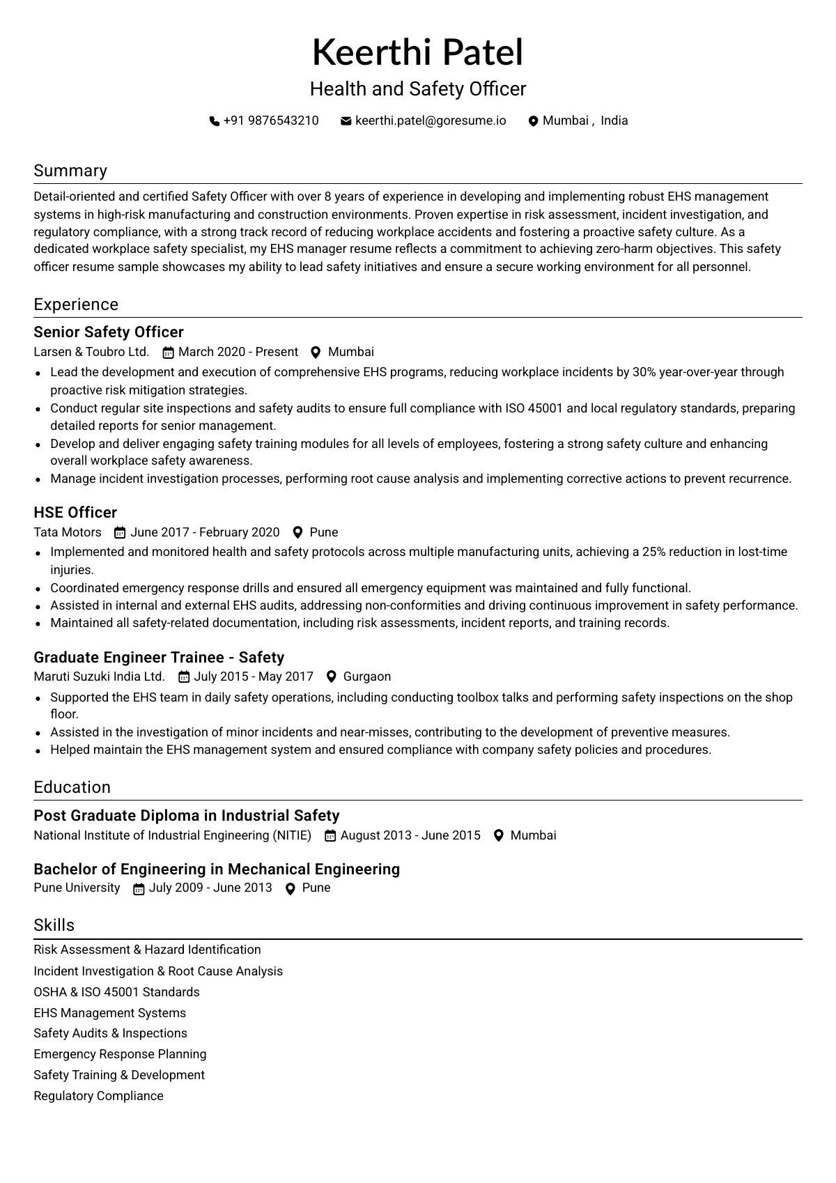 GoResume editor preview