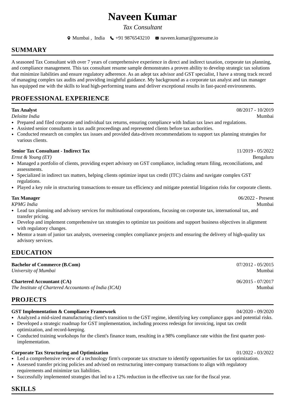 GoResume editor preview