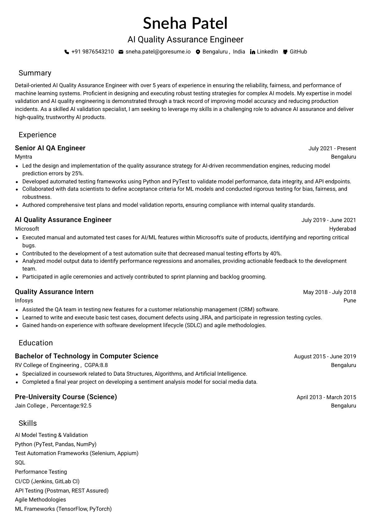 GoResume editor preview
