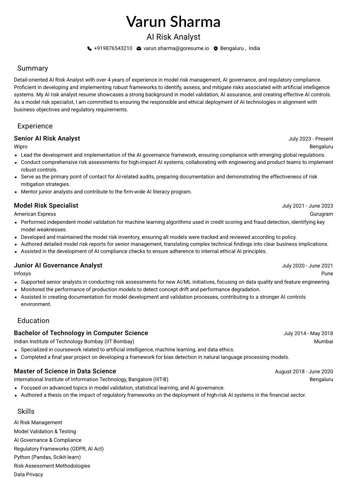 GoResume editor preview