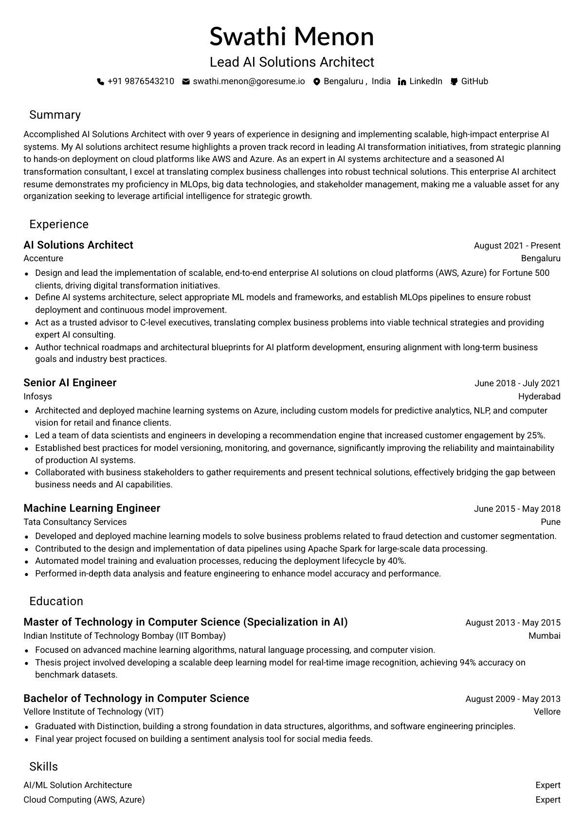 GoResume editor preview