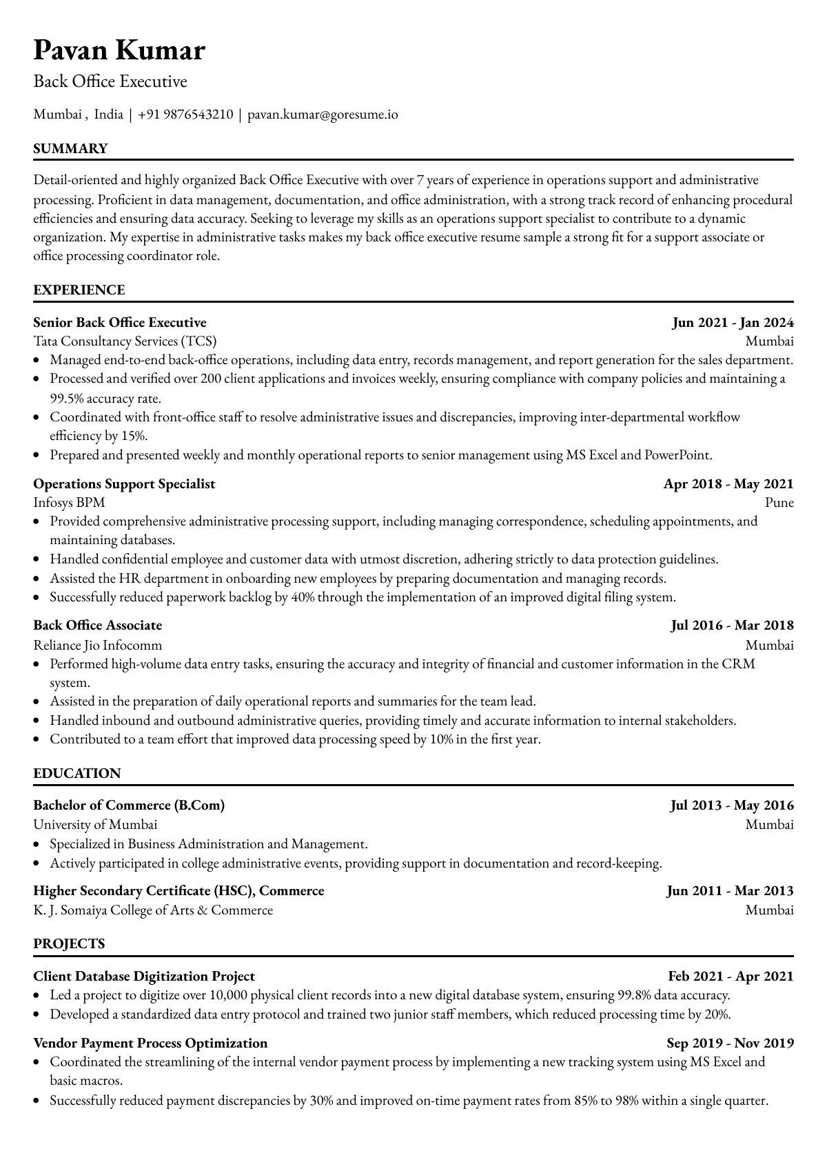 GoResume editor preview