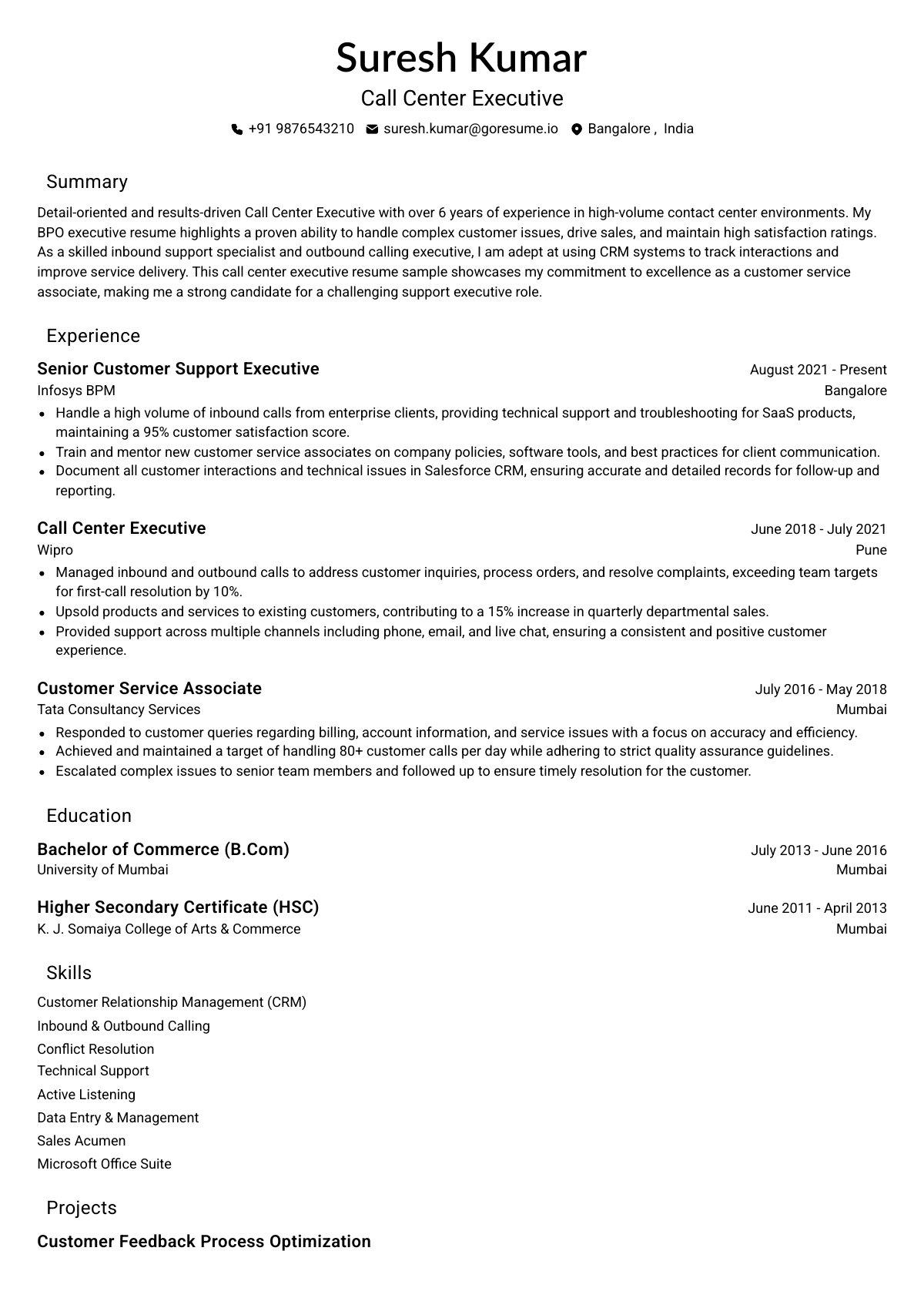 GoResume editor preview