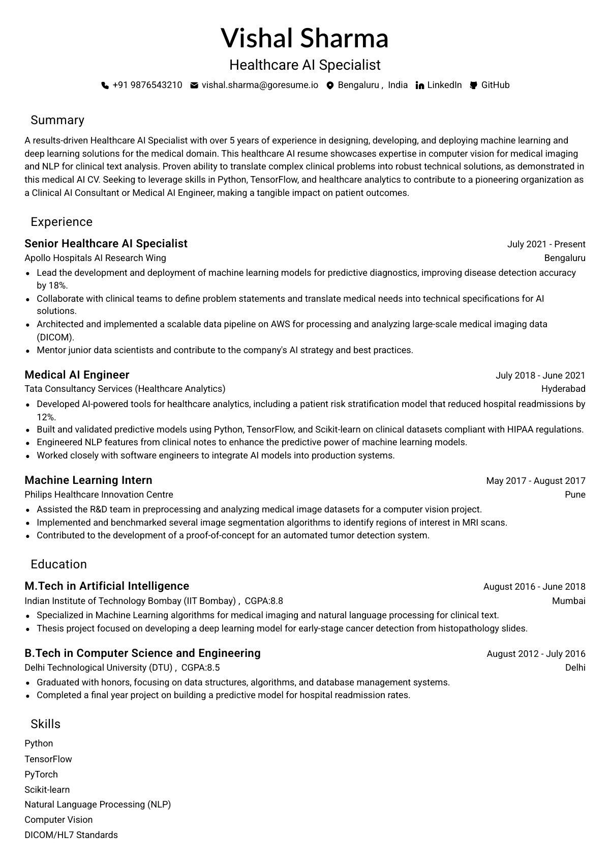 GoResume editor preview