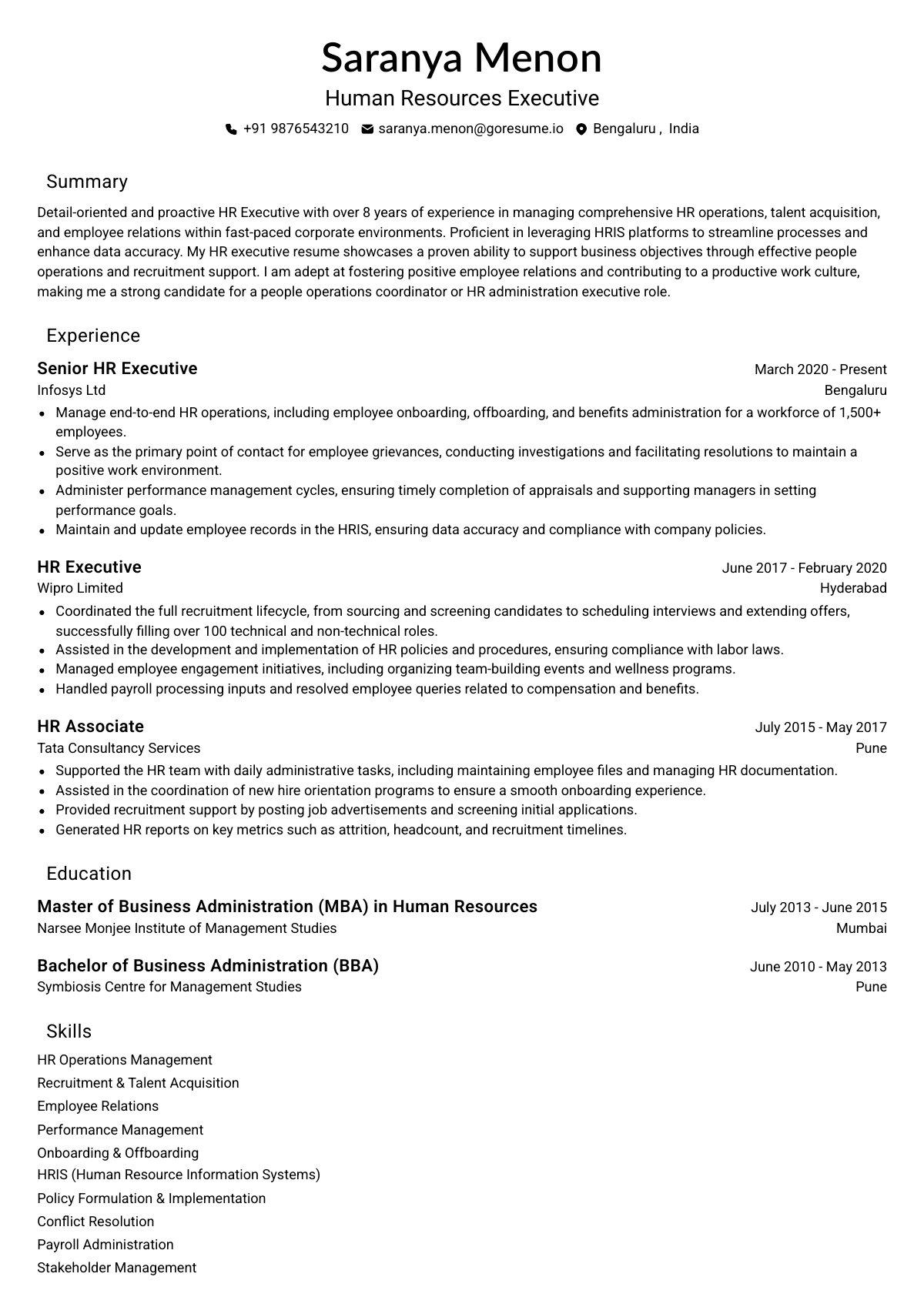 GoResume editor preview
