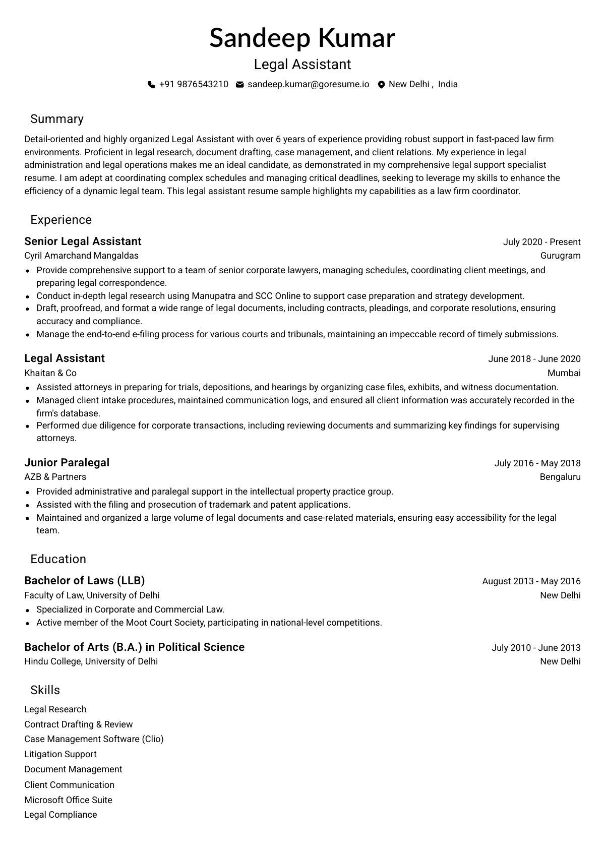 GoResume editor preview