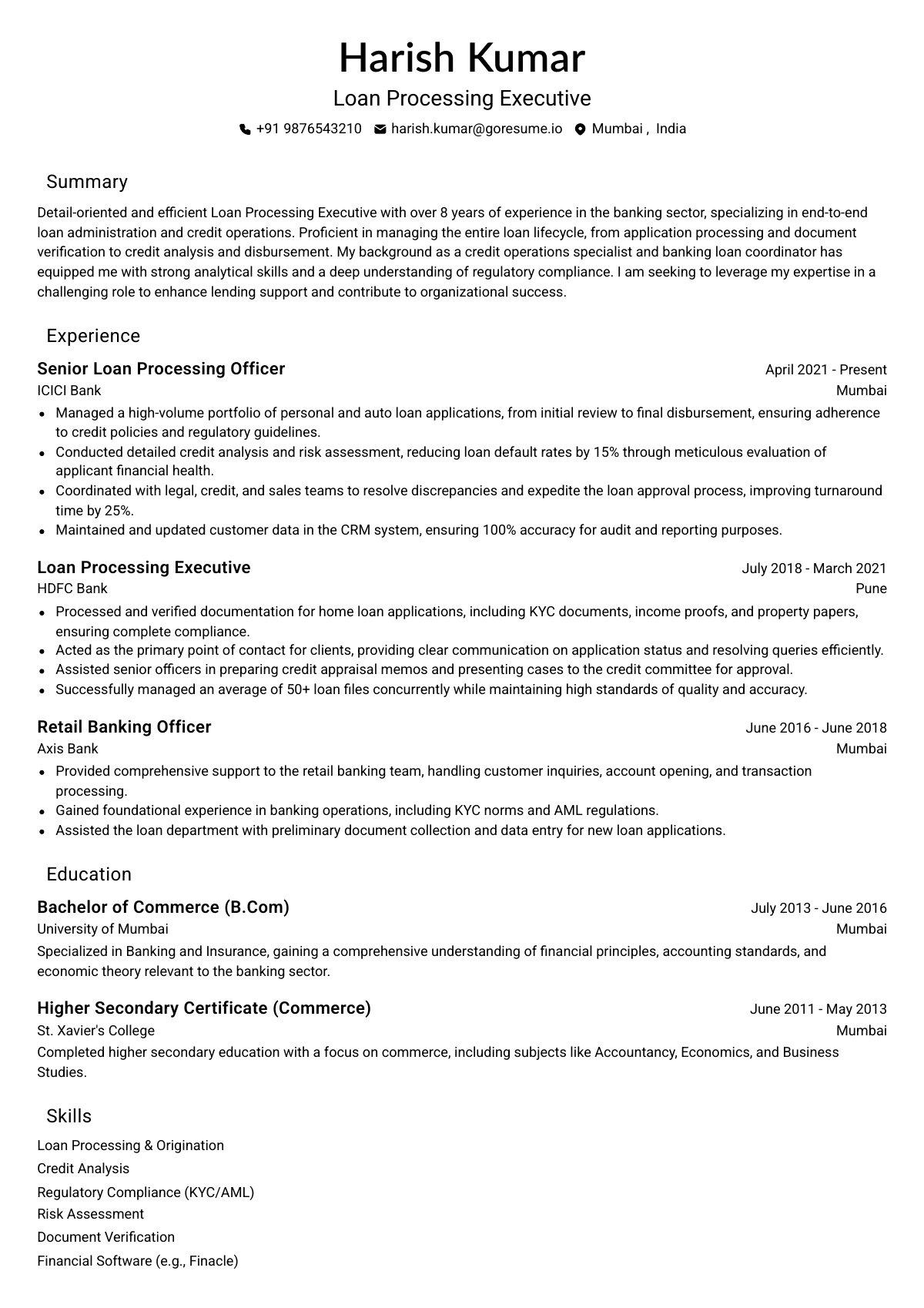 GoResume editor preview