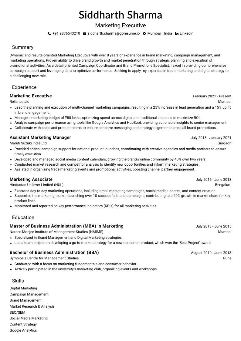 GoResume mobile editor preview
