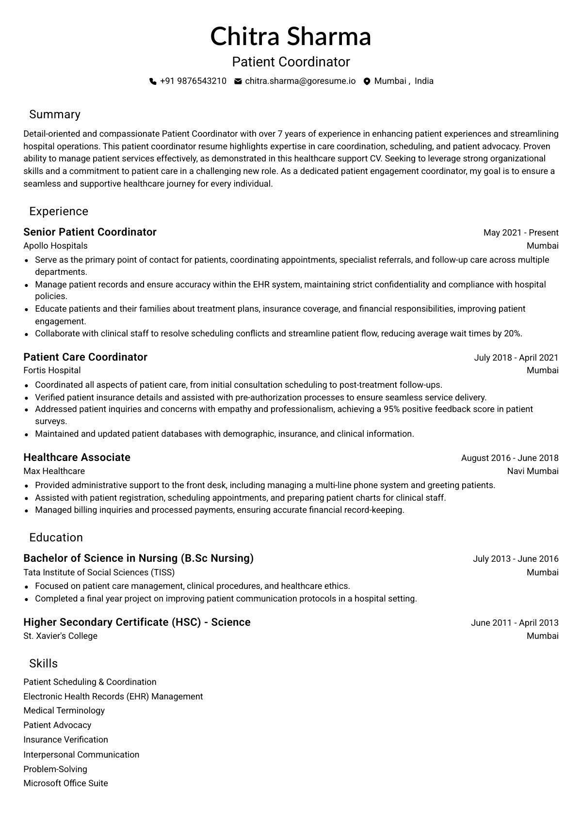 GoResume editor preview