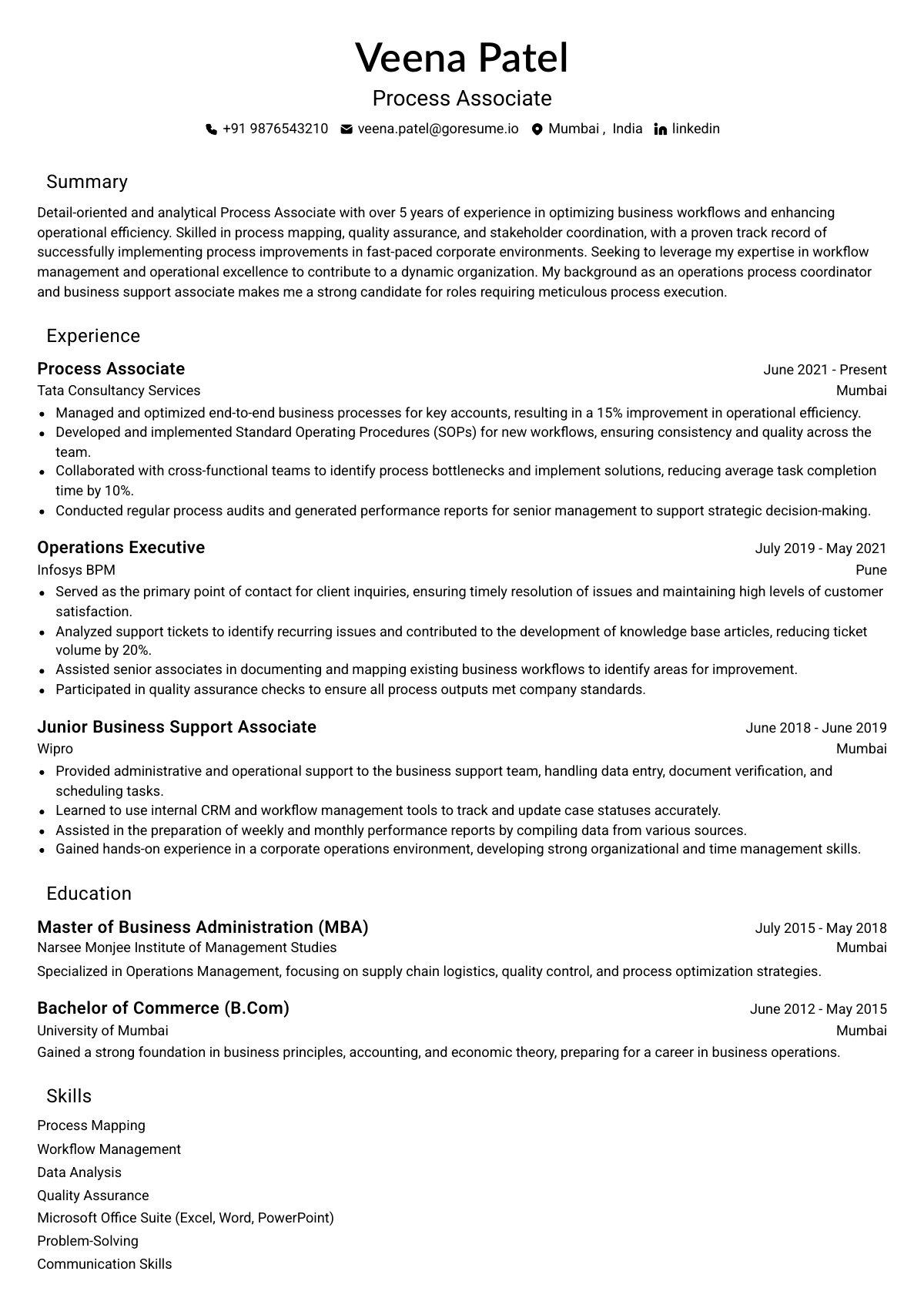 GoResume editor preview