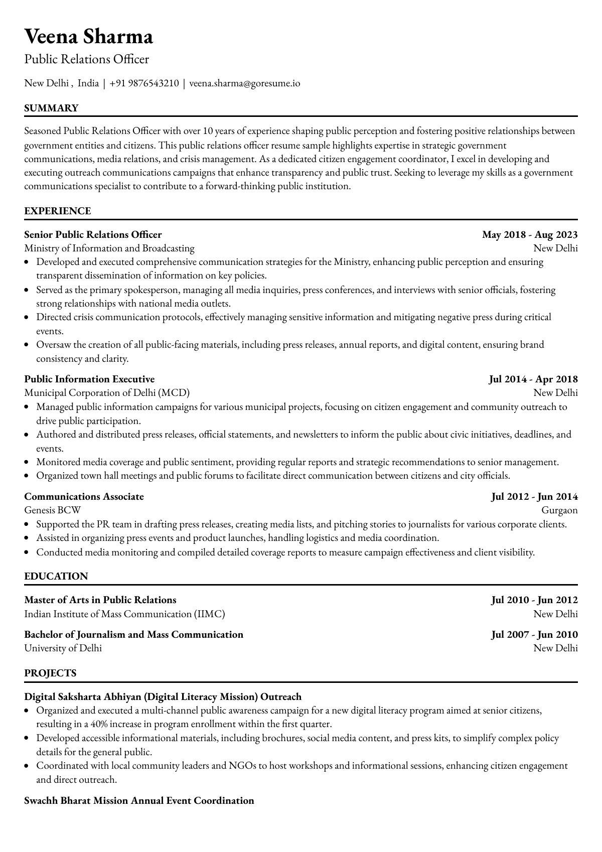 GoResume editor preview