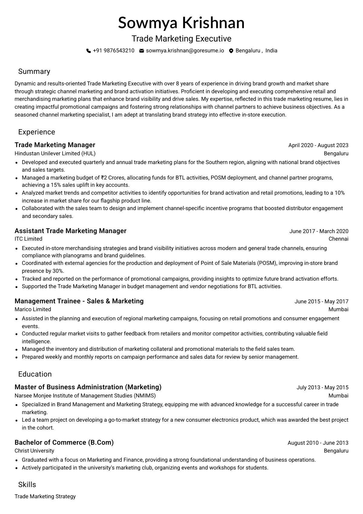 GoResume editor preview