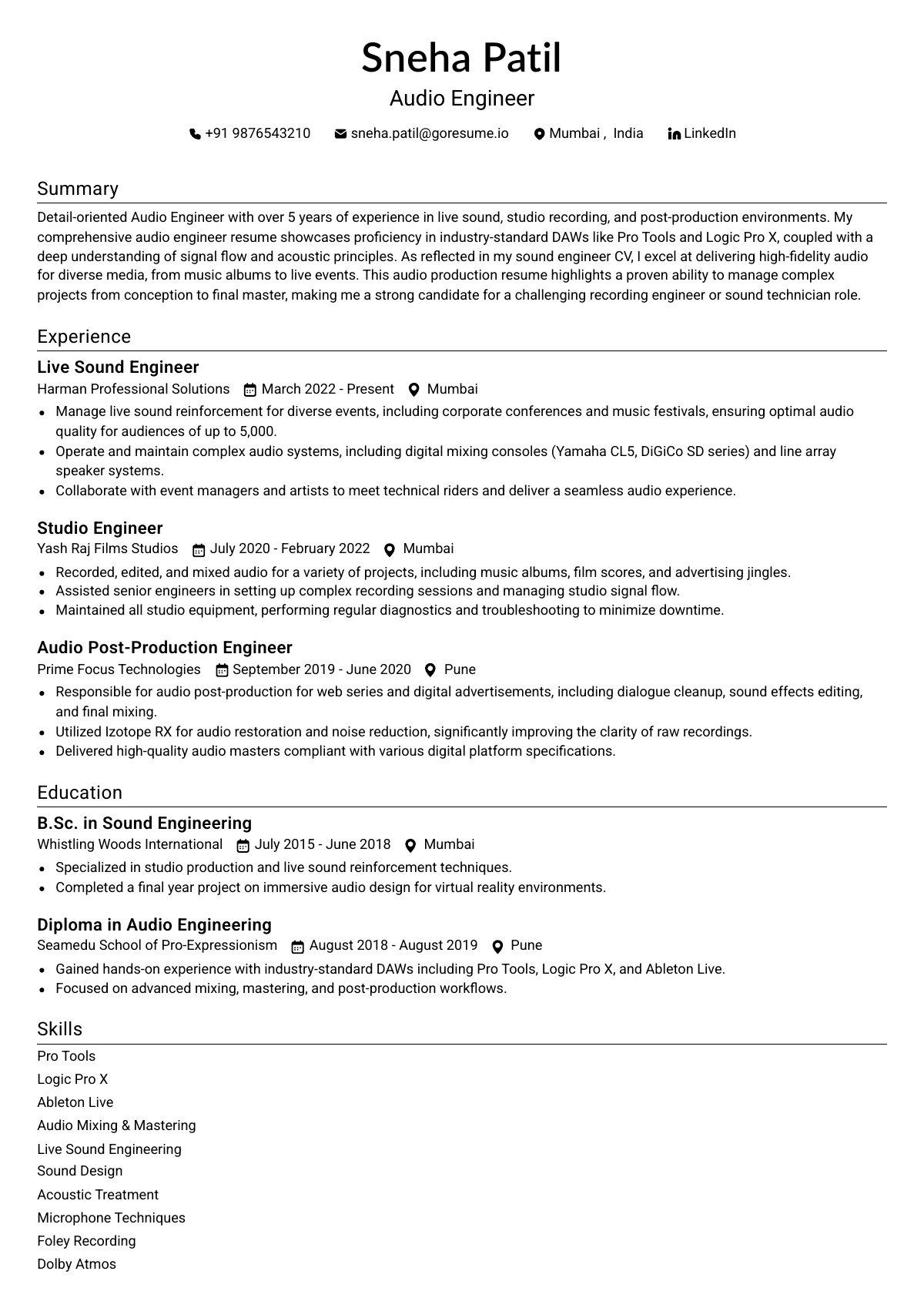 GoResume editor preview