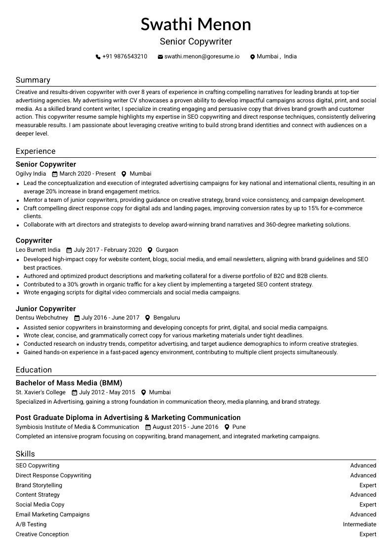 GoResume mobile editor preview