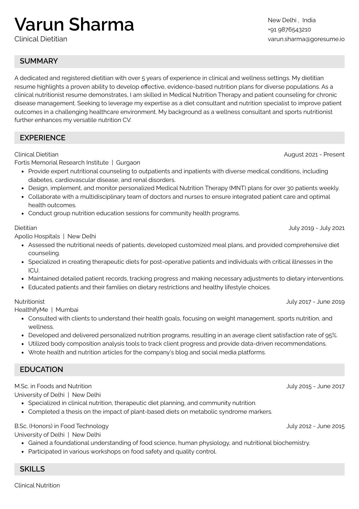 GoResume editor preview