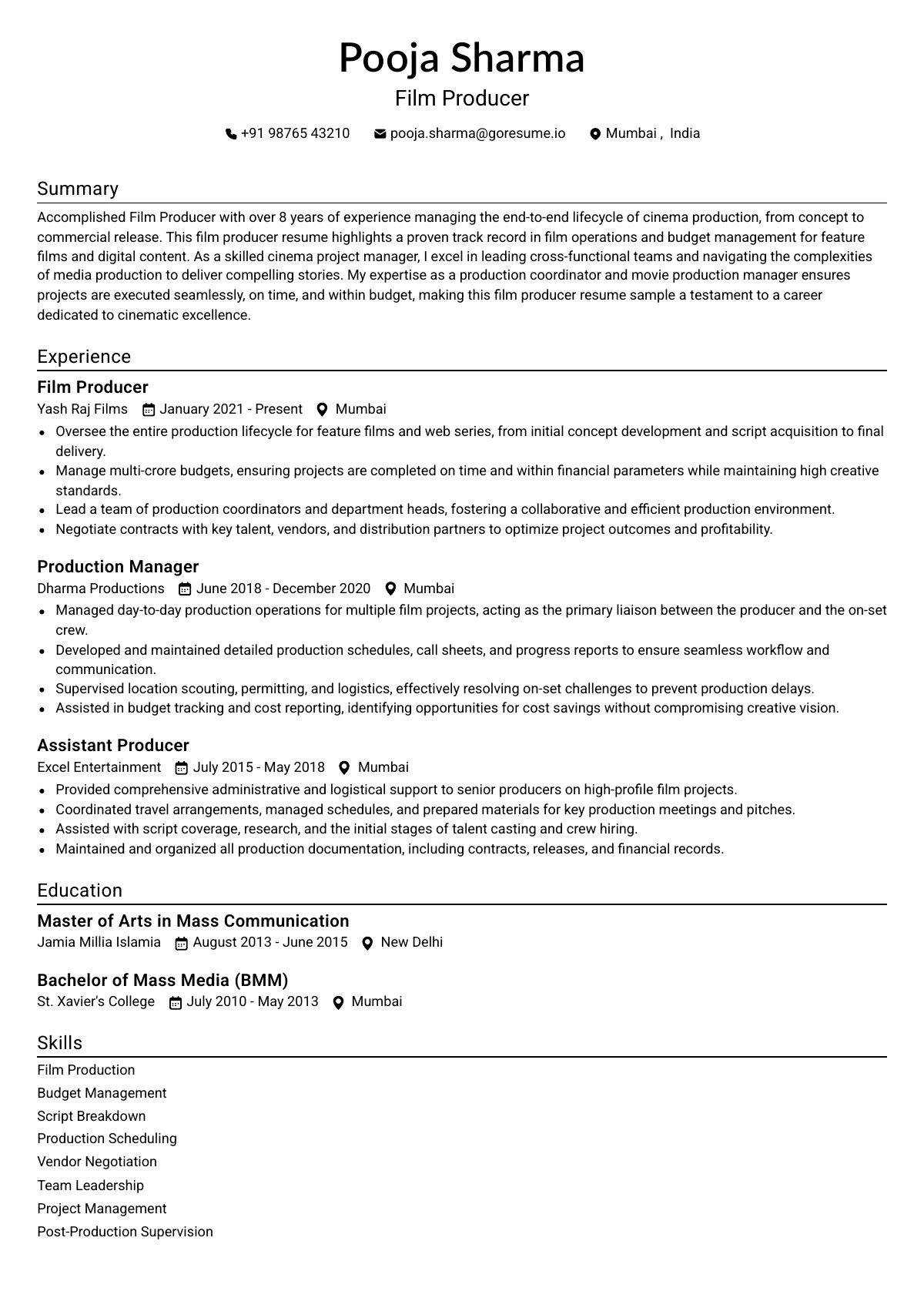 GoResume editor preview