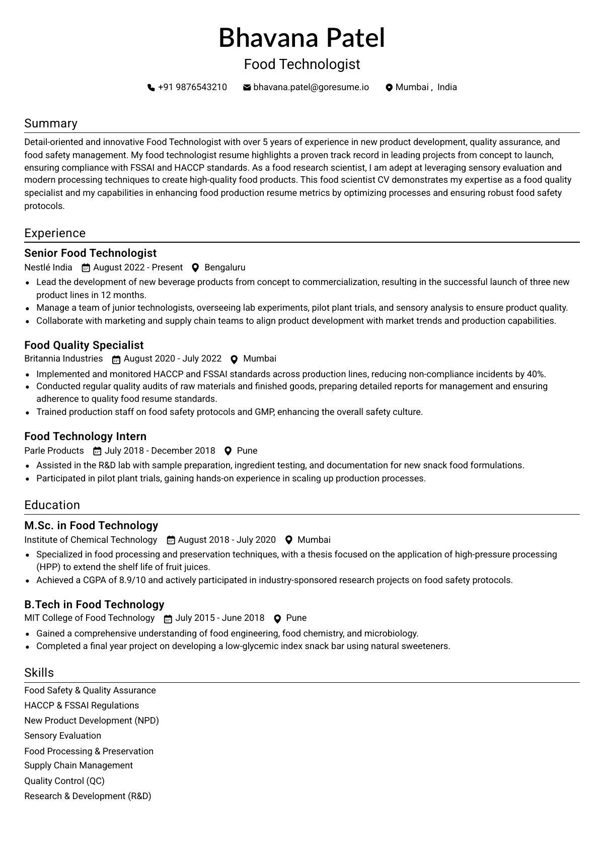 GoResume editor preview