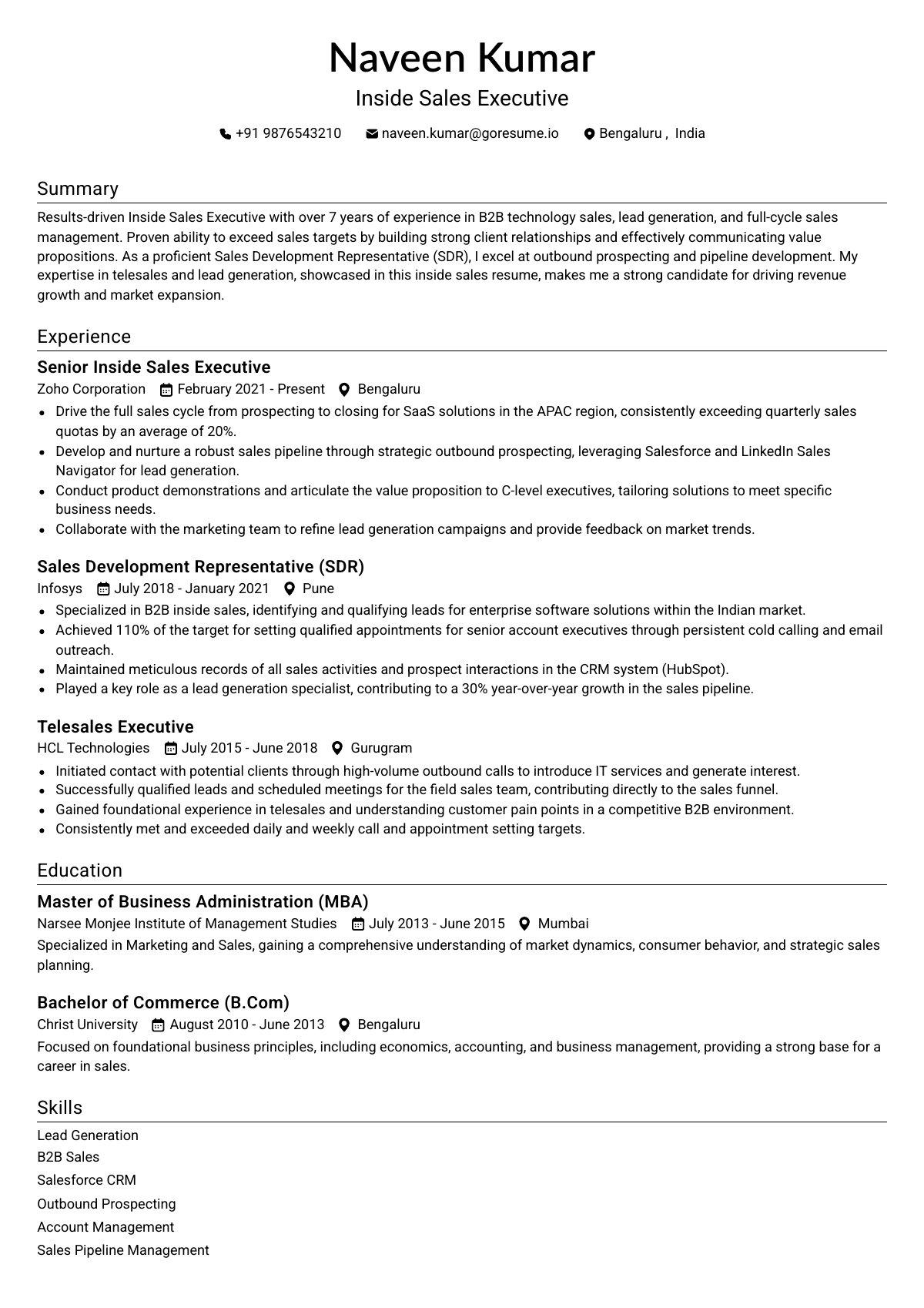 GoResume editor preview
