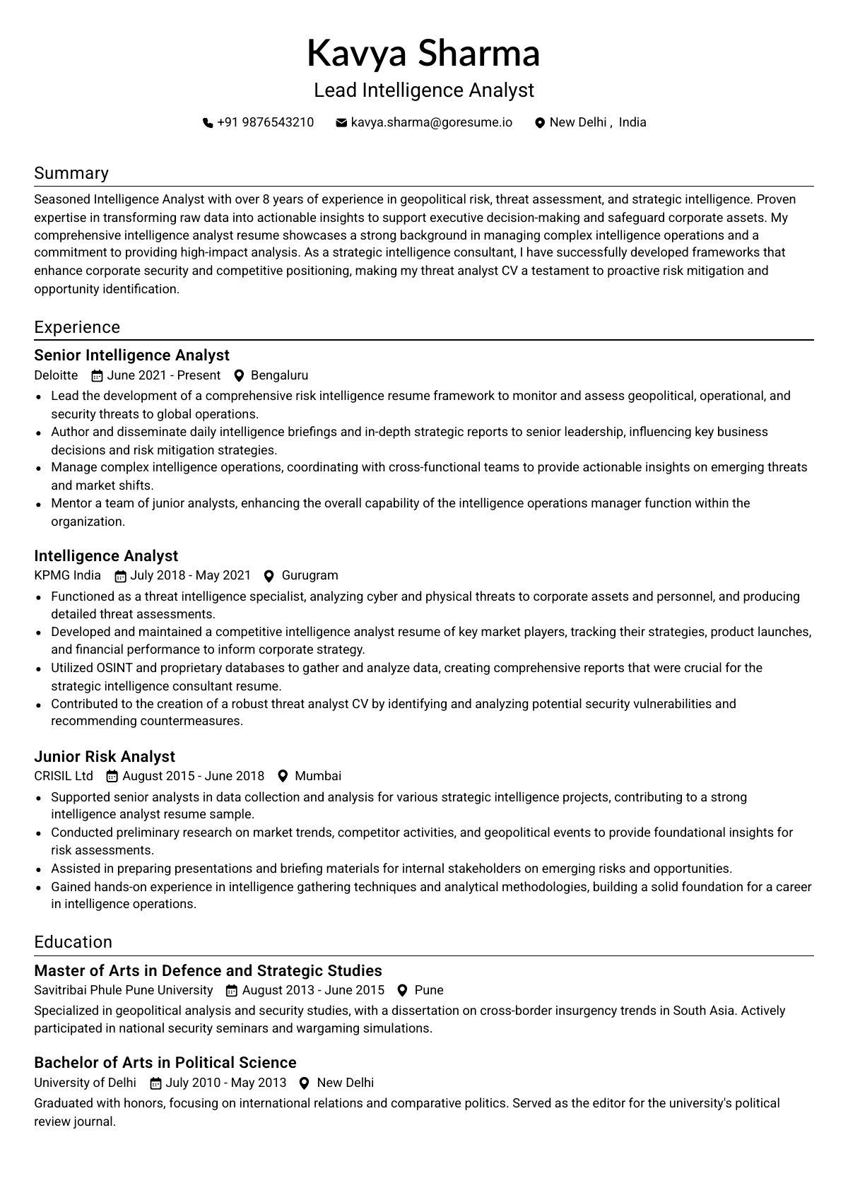 GoResume editor preview