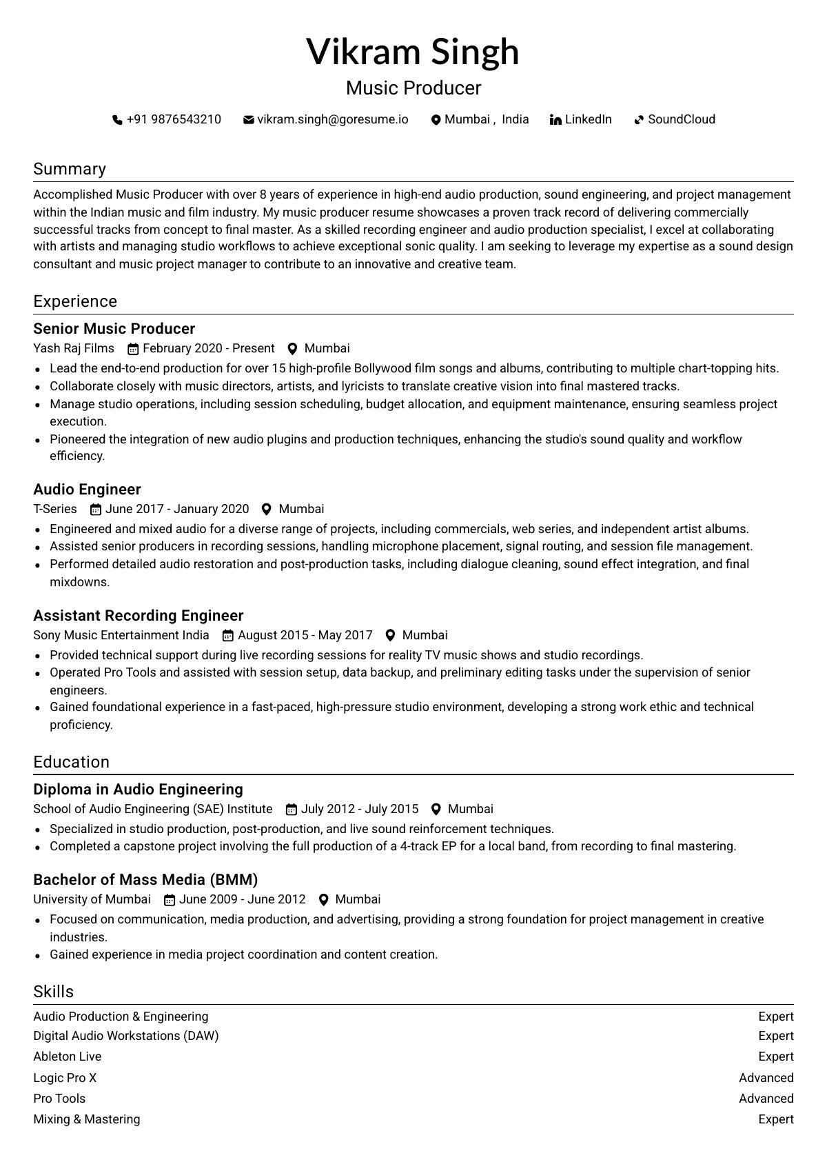 GoResume editor preview