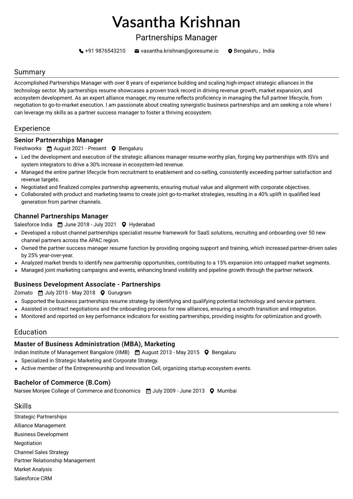 GoResume editor preview