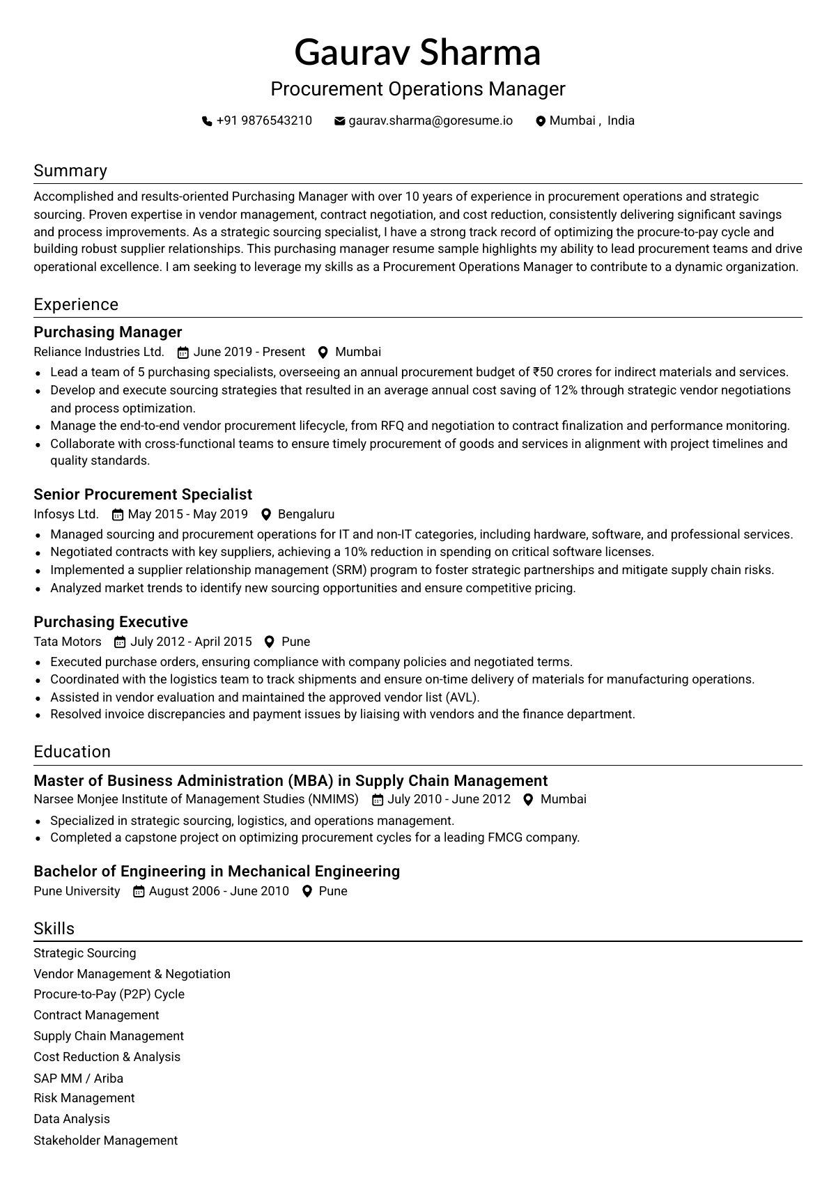 GoResume editor preview