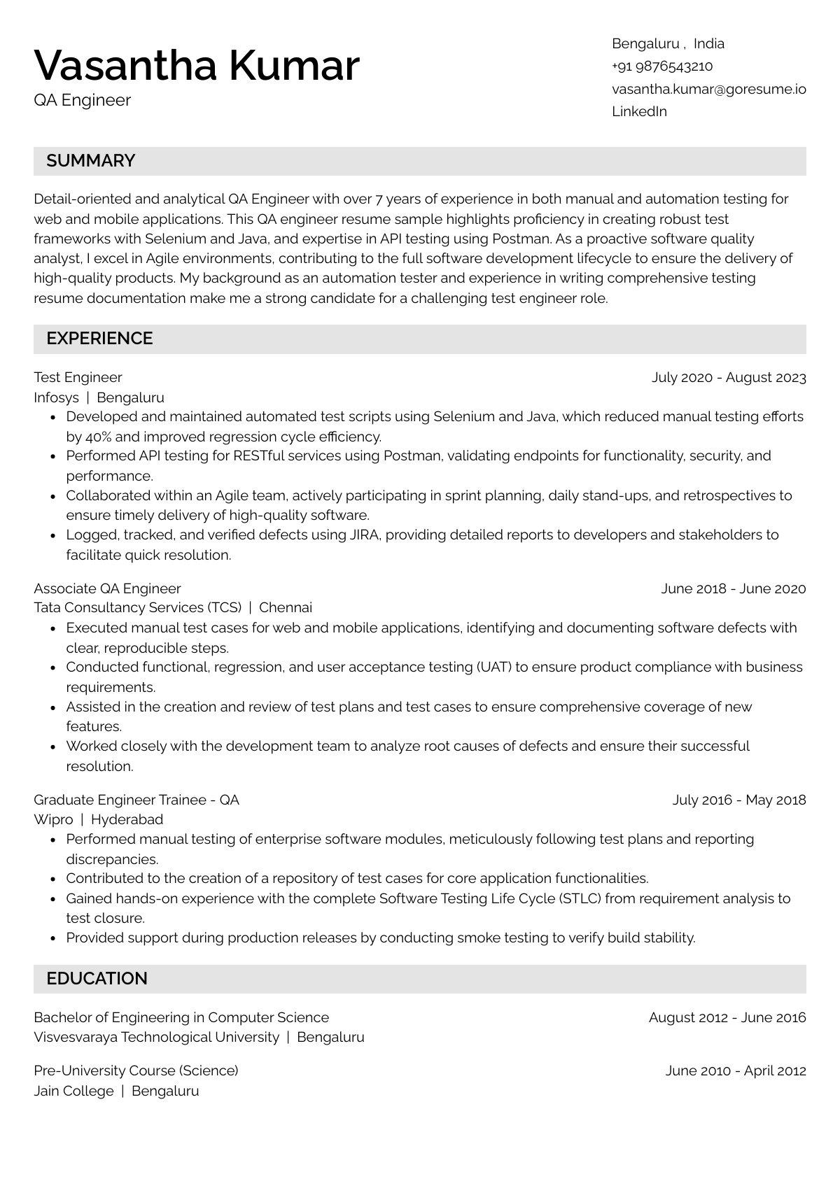 GoResume editor preview